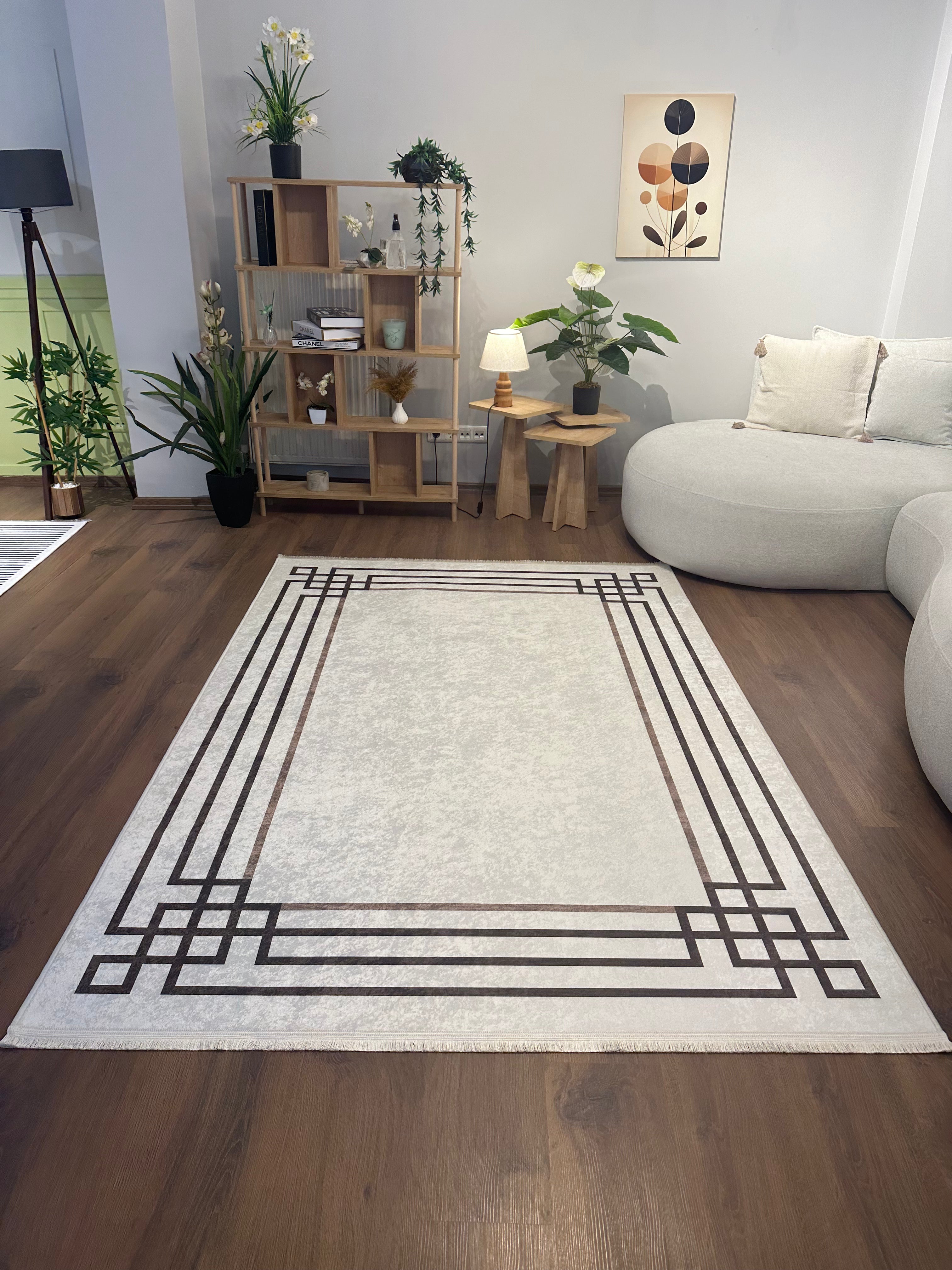 BELEN SOFT - Kaymaz Deri Taban Makinede Yıkanabilir Salon Oturma Odası Mutfak Halısı