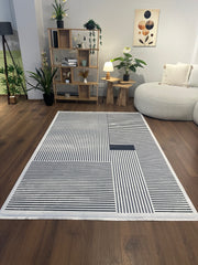 ALCANTARA - Kaymaz Deri Taban Makinede Yıkanabilir Salon Oturma Odası Mutfak Halısı