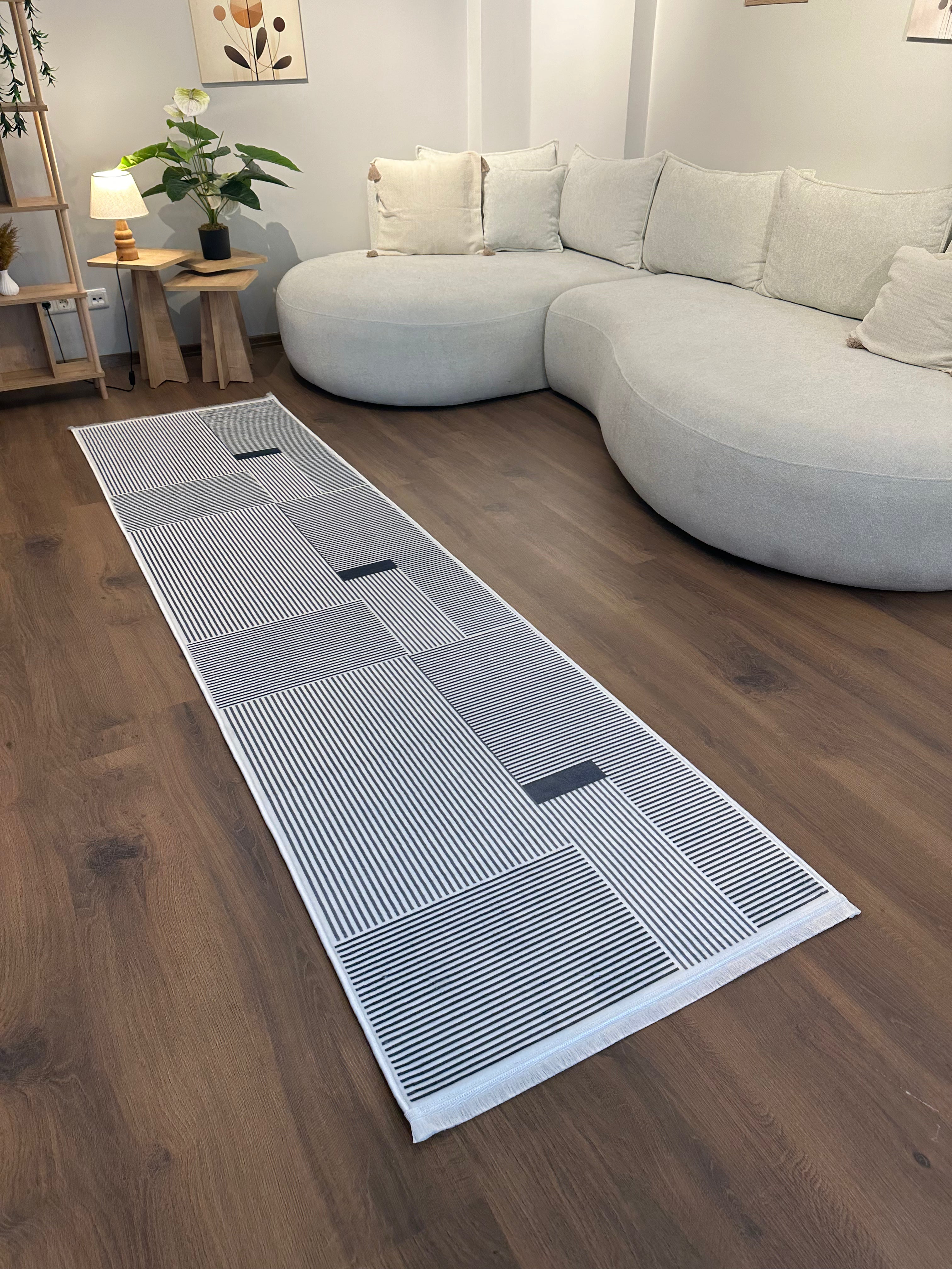 ALCANTARA - Kaymaz Deri Taban Makinede Yıkanabilir Salon Oturma Odası Mutfak Halısı