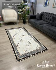 HAZEL-3 - Kaymaz Deri Taban Makinede Yıkanabilir Salon Oturma Odası Mutfak Halısı