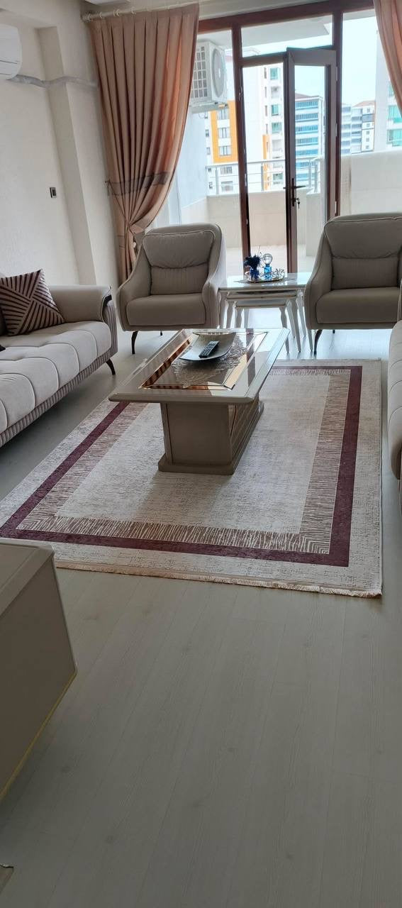 LADİK - Kaymaz Deri Taban Makinede Yıkanabilir Salon Oturma Odası Mutfak Halısı