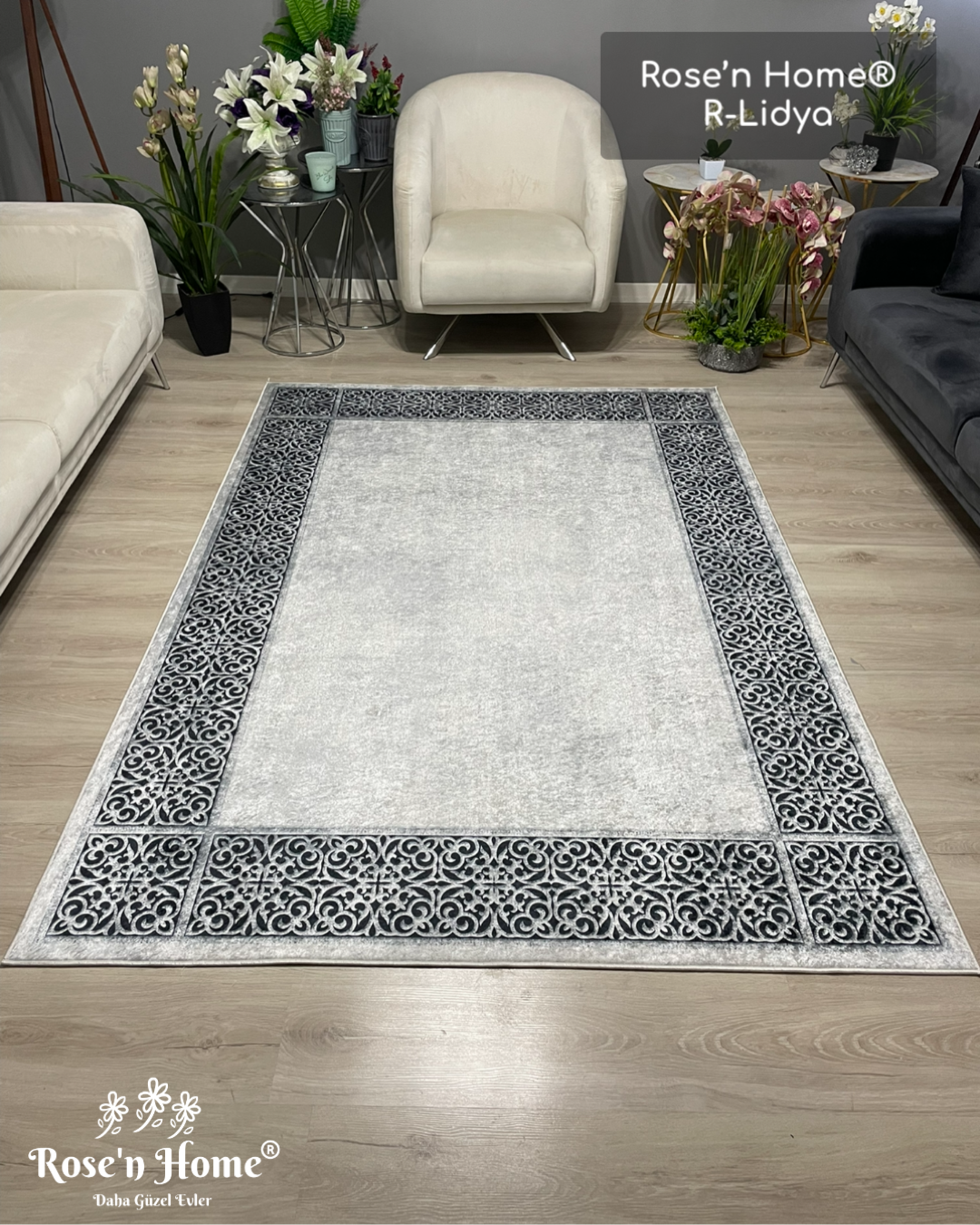 MOST - Kaymaz Deri Taban Makinede Yıkanabilir Salon Oturma Odası Mutfak Halısı