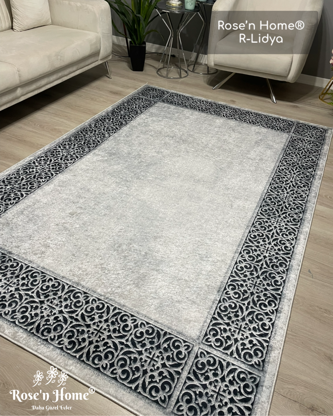 MOST - Kaymaz Deri Taban Makinede Yıkanabilir Salon Oturma Odası Mutfak Halısı