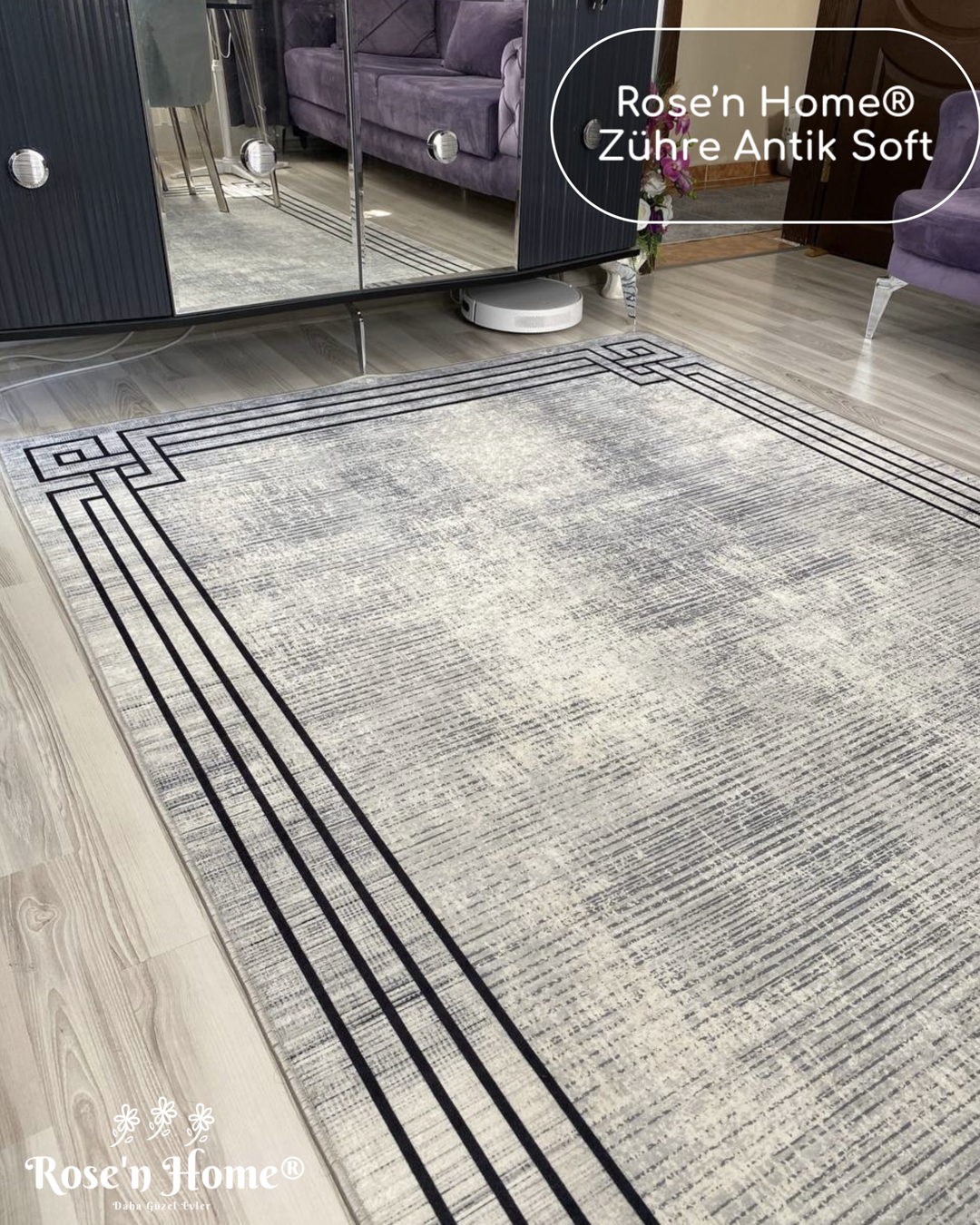 ZÜHRE ANTİK SOFT - Kaymaz Deri Taban Makinede Yıkanabilir Salon Oturma Odası Mutfak Halısı