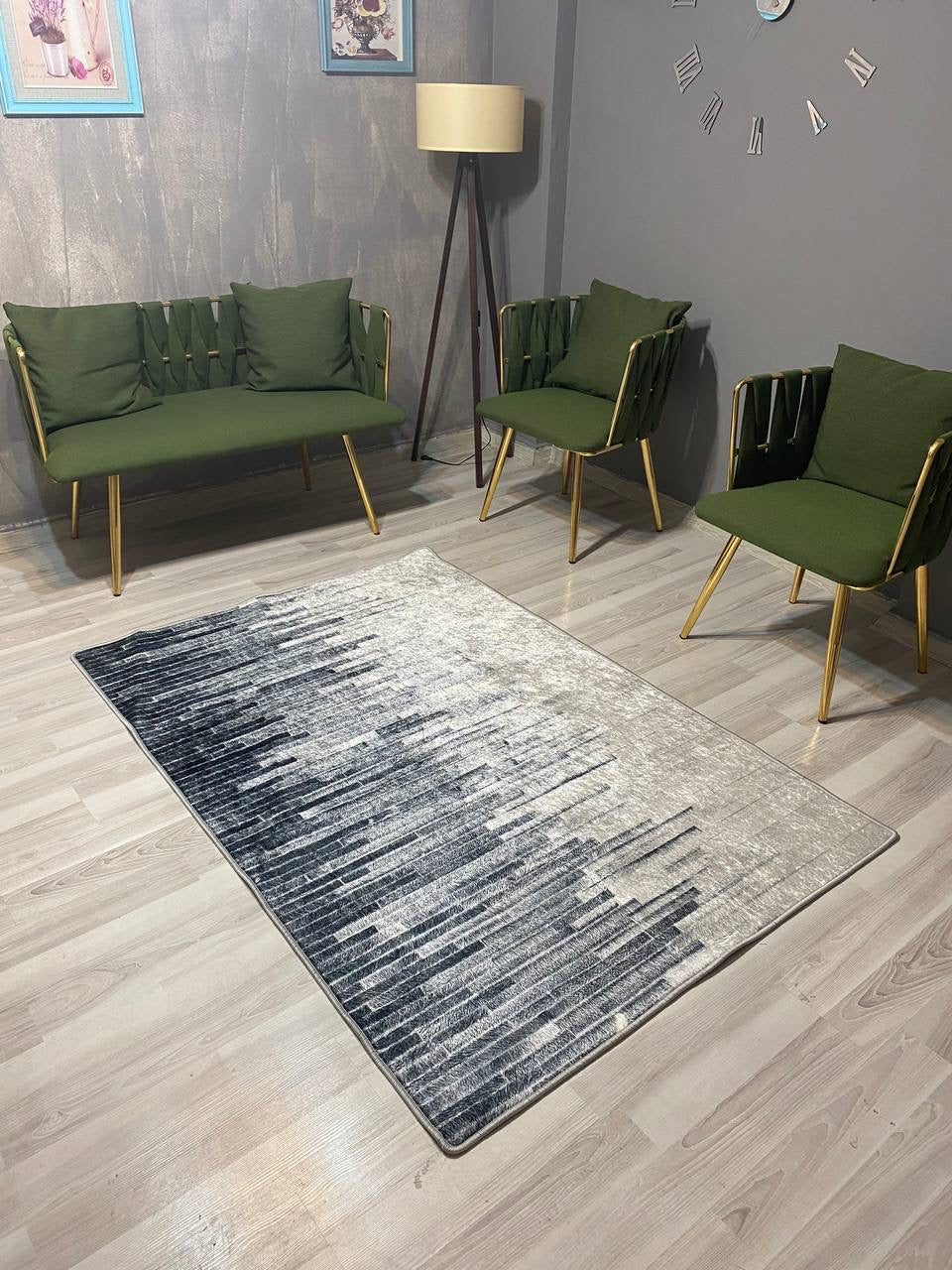 MANHAT - Kaymaz Deri Taban Makinede Yıkanabilir Salon Oturma Odası Mutfak Halısı