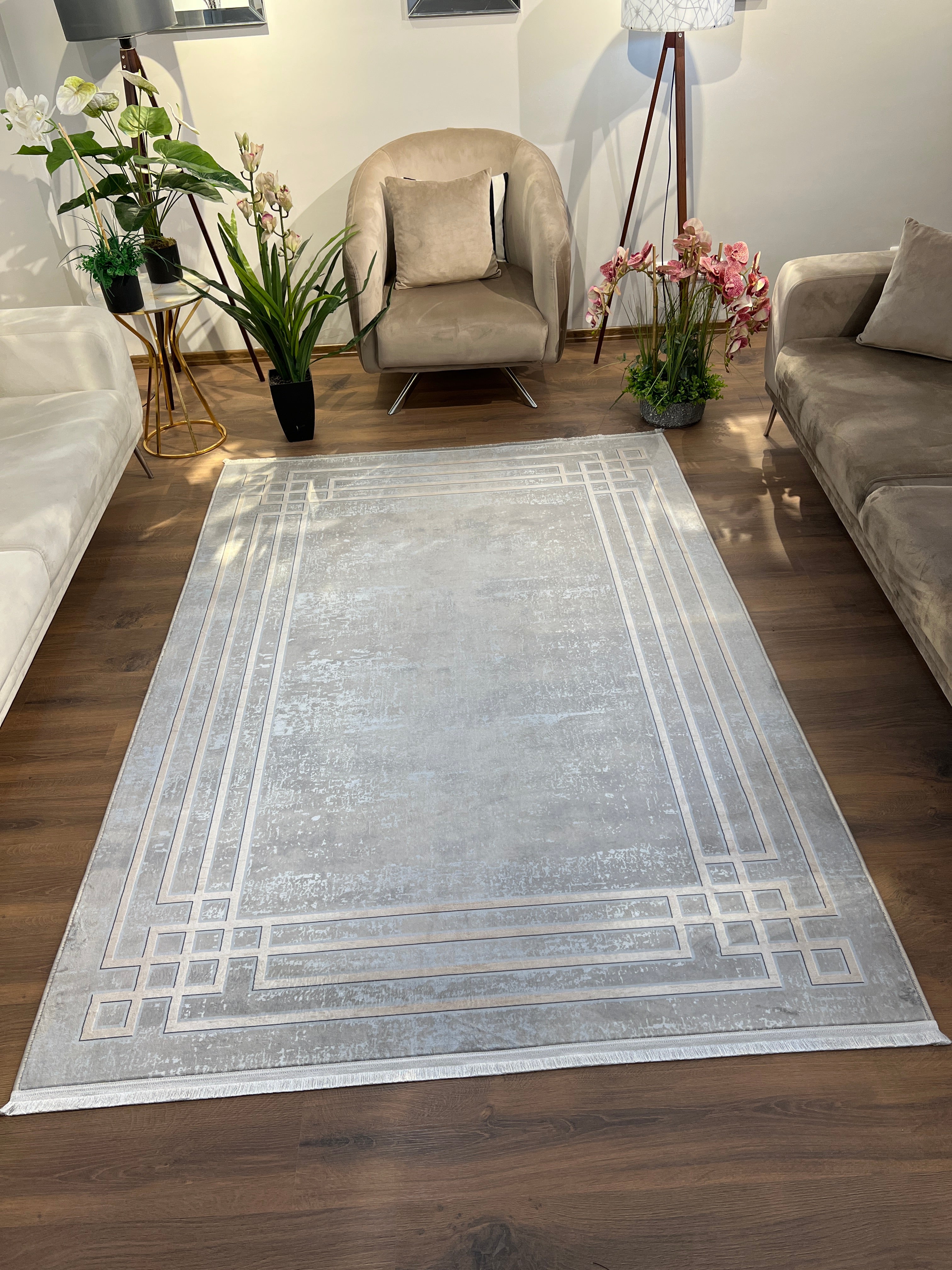 MARMARİS - Kaymaz Deri Taban Makinede Yıkanabilir Salon Oturma Odası Mutfak Halısı
