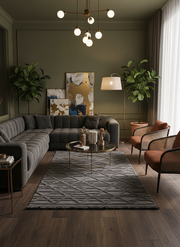 MİLAS C10-ANTRASİT Kabartmalı Modern Geometrik Desenli Salon Koridor Mutfak Halısı