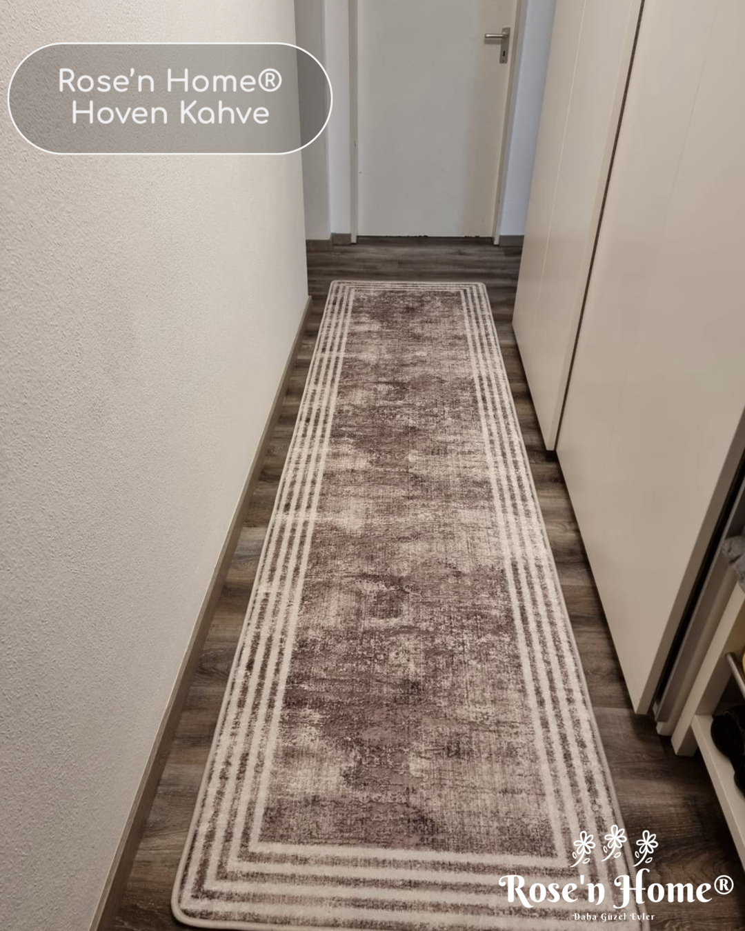 HOVEN KAHVE - Kaymaz Deri Taban Makinede Yıkanabilir Salon Oturma Odası Mutfak Halısı
