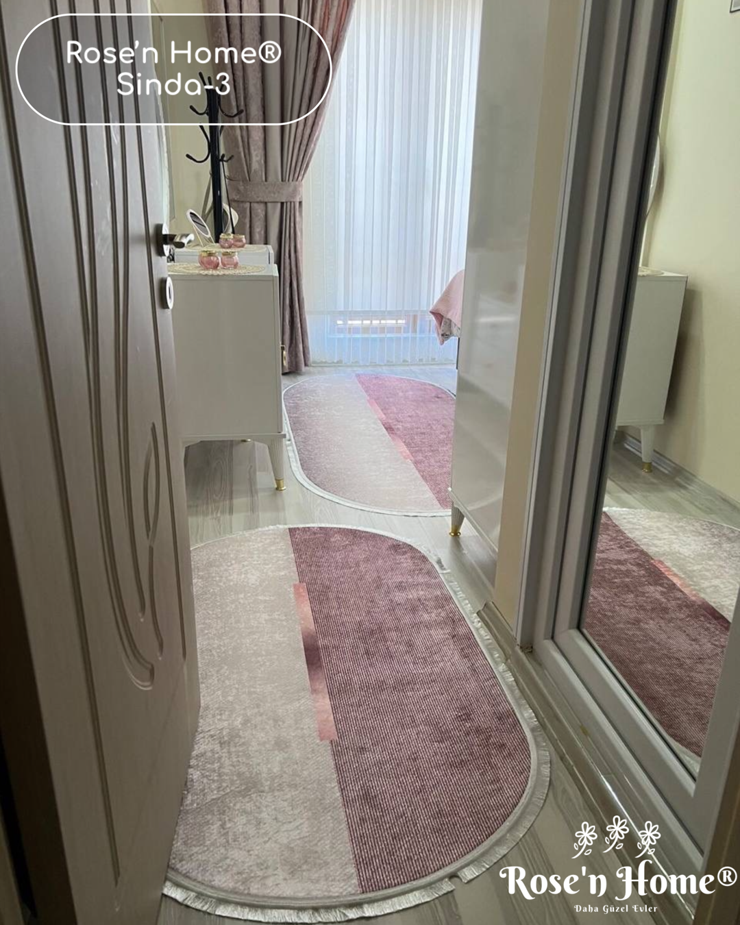 SİNDA-3 - Kaymaz Deri Taban Makinede Yıkanabilir Salon Oturma Odası Mutfak Halısı