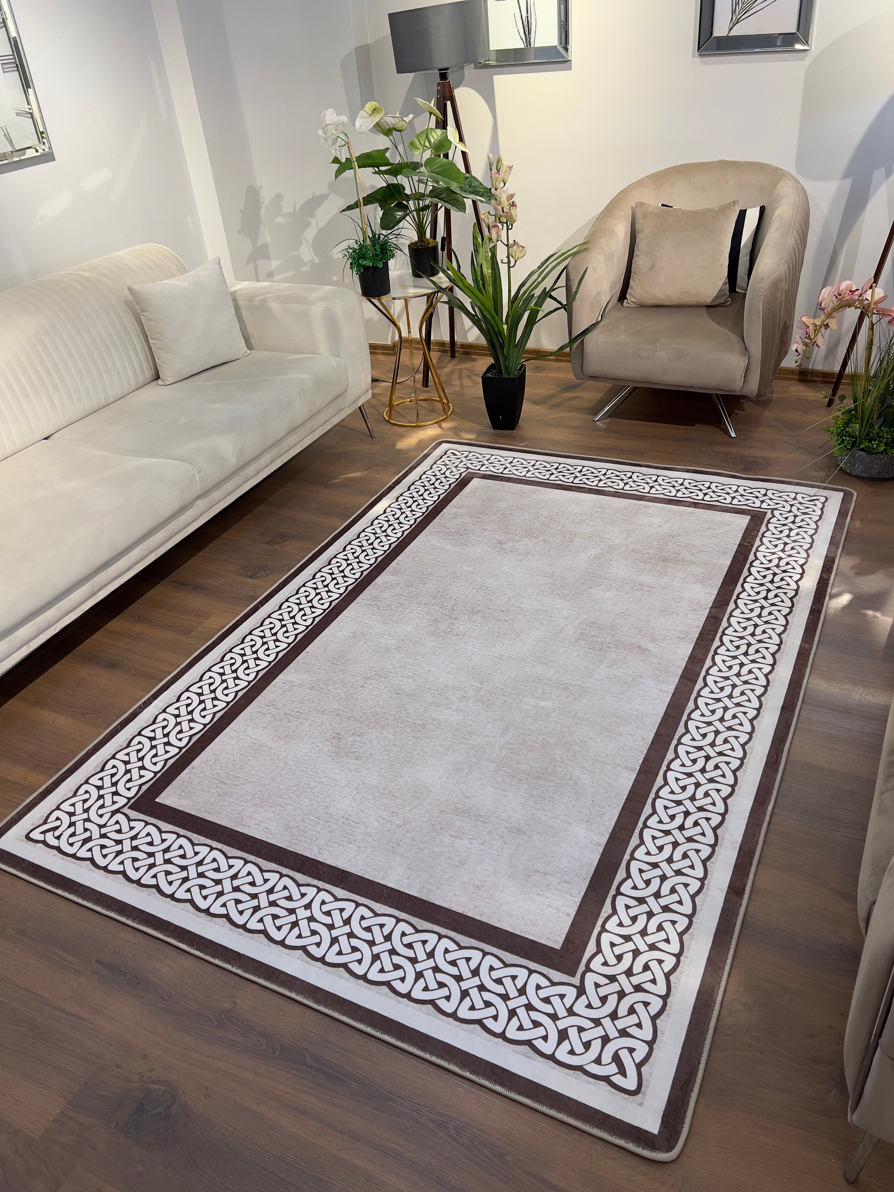 OLİVİA - Kaymaz Deri Taban Makinede Yıkanabilir Salon Oturma Odası Mutfak Halısı