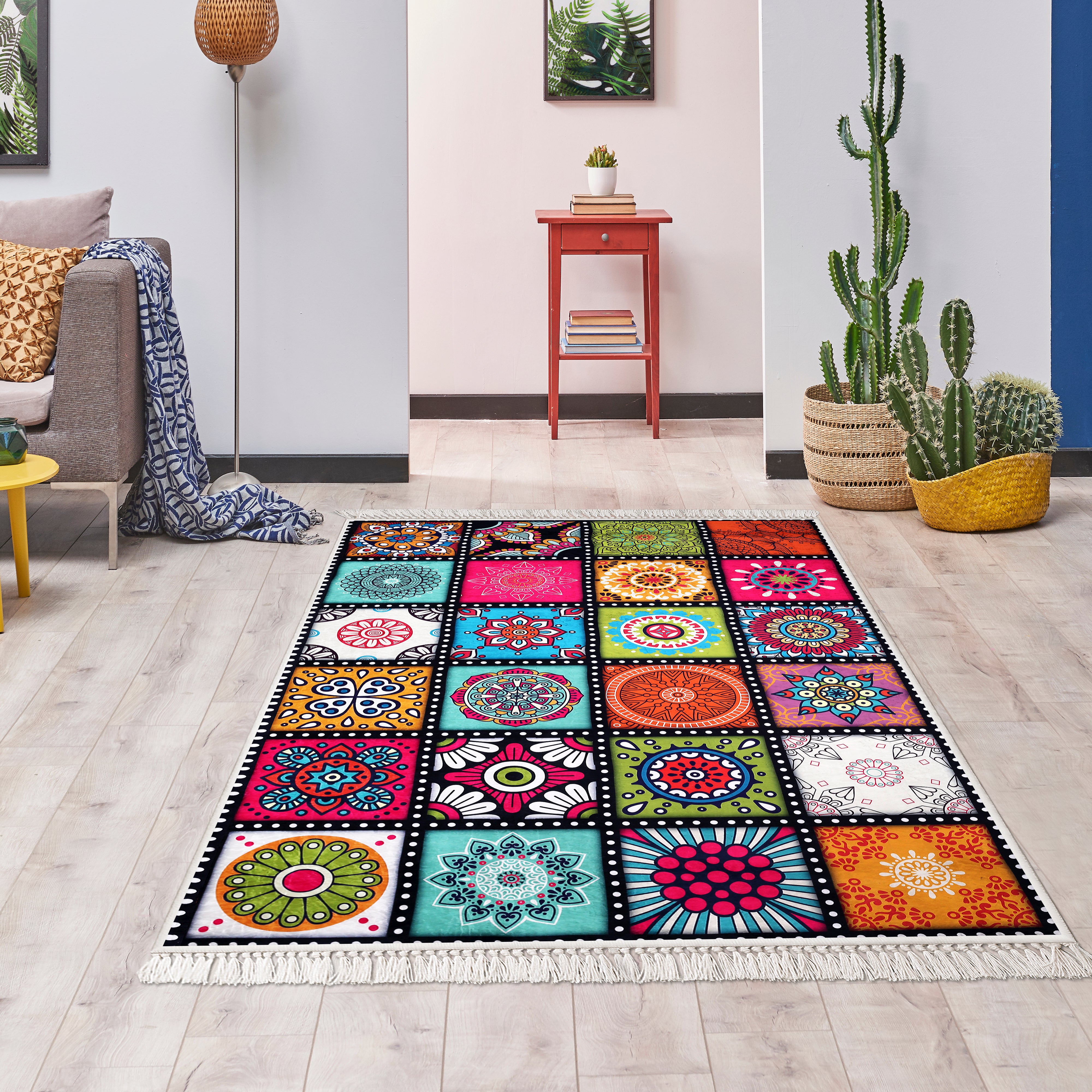 PATCH - Kaymaz Deri Taban Makinede Yıkanabilir Salon Oturma Odası Mutfak Halısı