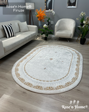 FİRUZE - Kaymaz Deri Taban Makinede Yıkanabilir Salon Oturma Odası Mutfak Halısı