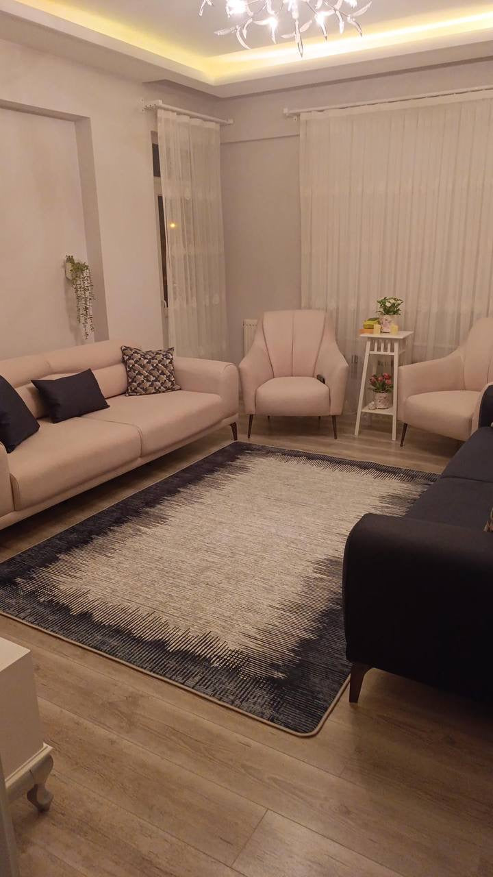 REMAR - Kaymaz Deri Taban Makinede Yıkanabilir Salon Oturma Odası Mutfak Halısı