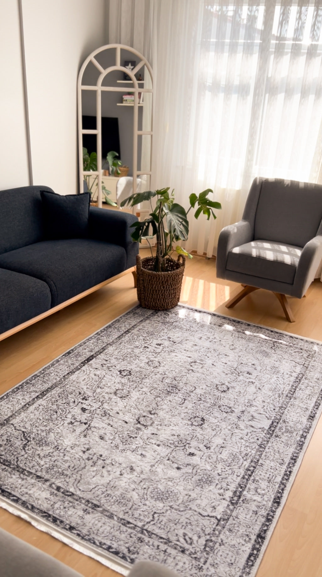 TERRA - Kaymaz Deri Taban Makinede Yıkanabilir Salon Oturma Odası Mutfak Halısı