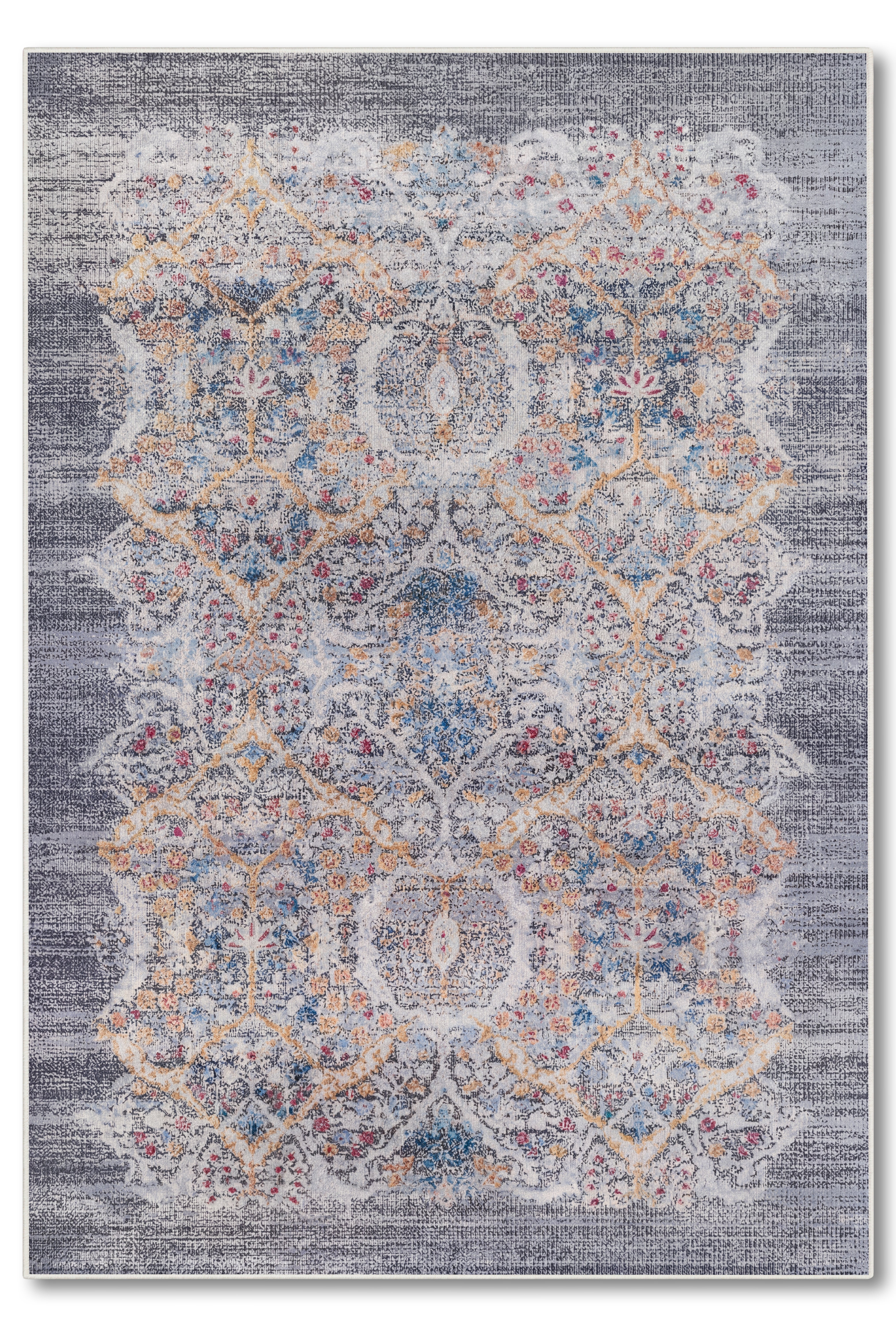yıkanabilir kaymaz taban şönil dokuma halı 80x150 gri; renkli
