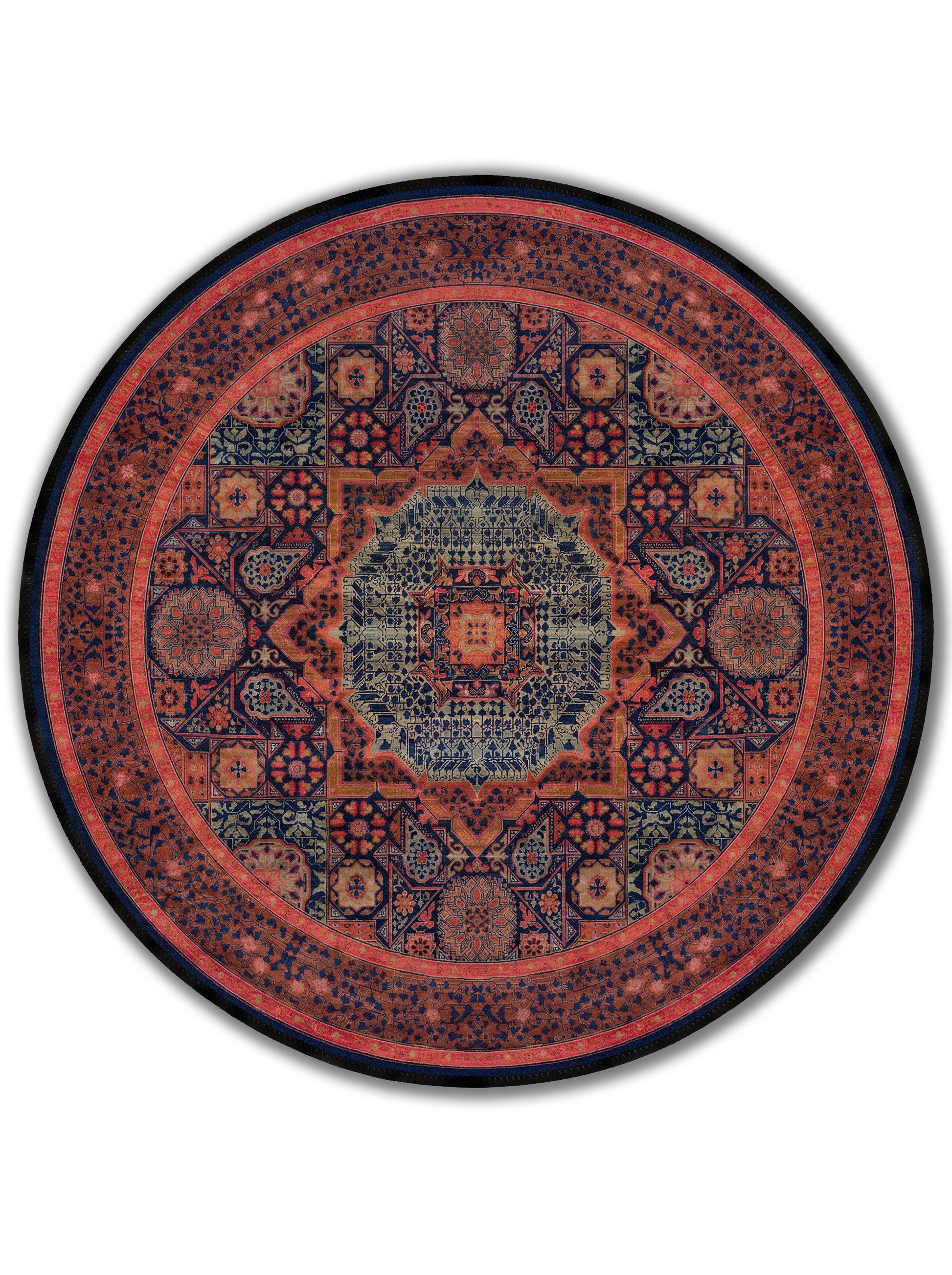 yıkanabilir kaymaz taban şönil dokuma halı 140x200 turuncu; yesil; renkli