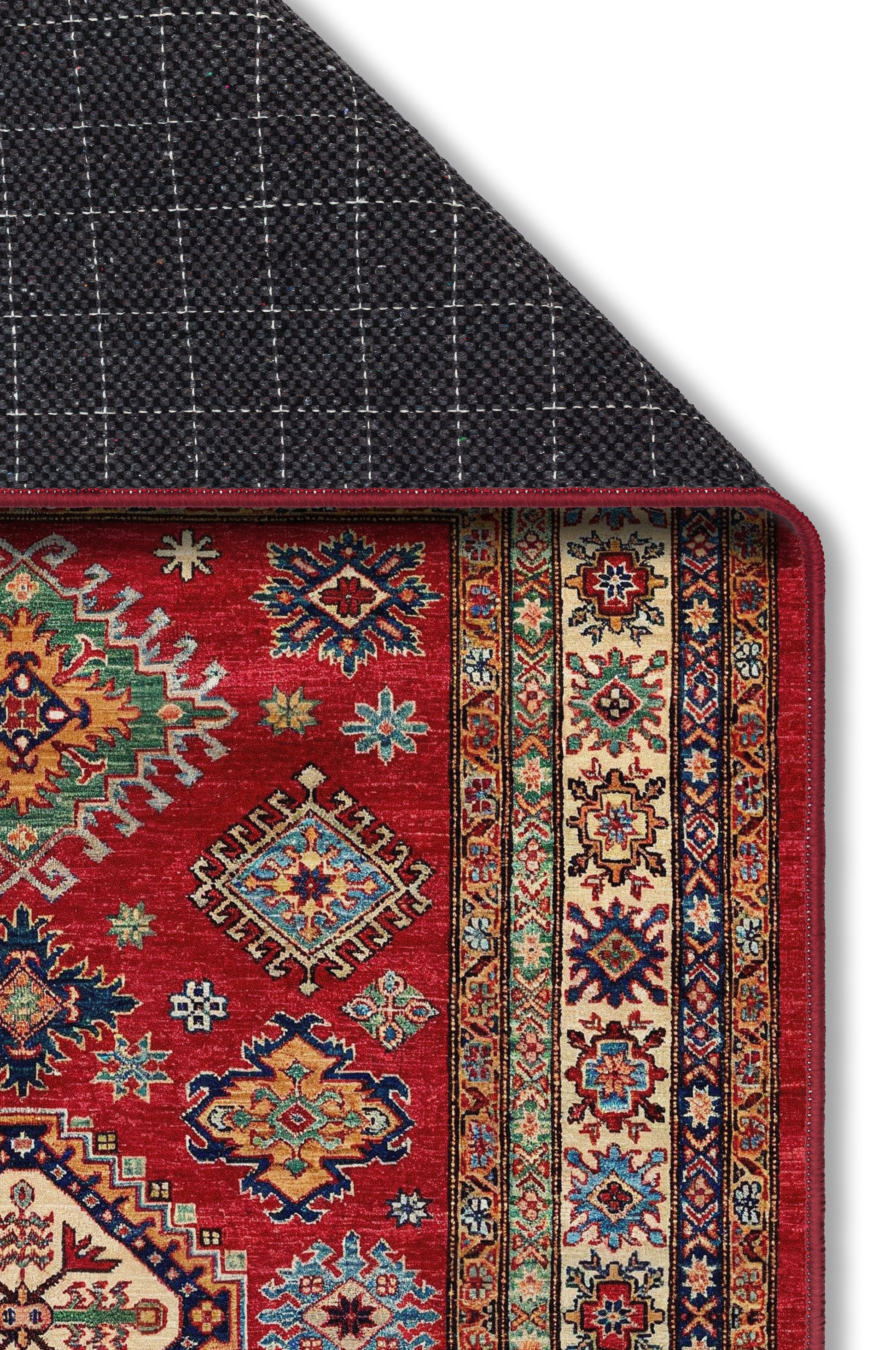 yıkanabilir kaymaz taban şönil dokuma halı 80x300 kirmizi; renkli