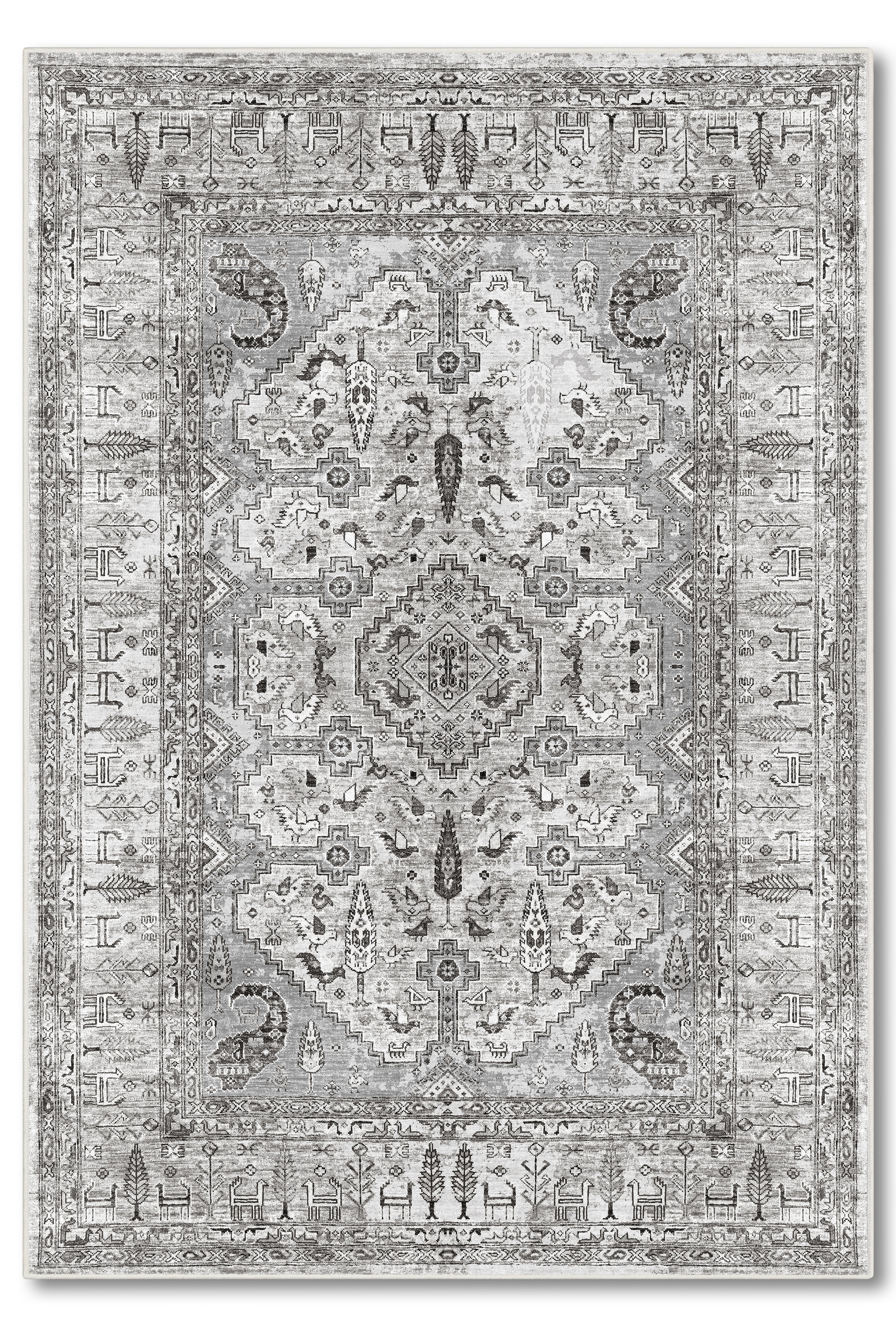 yıkanabilir kaymaz taban şönil dokuma halı 80x150 gri
