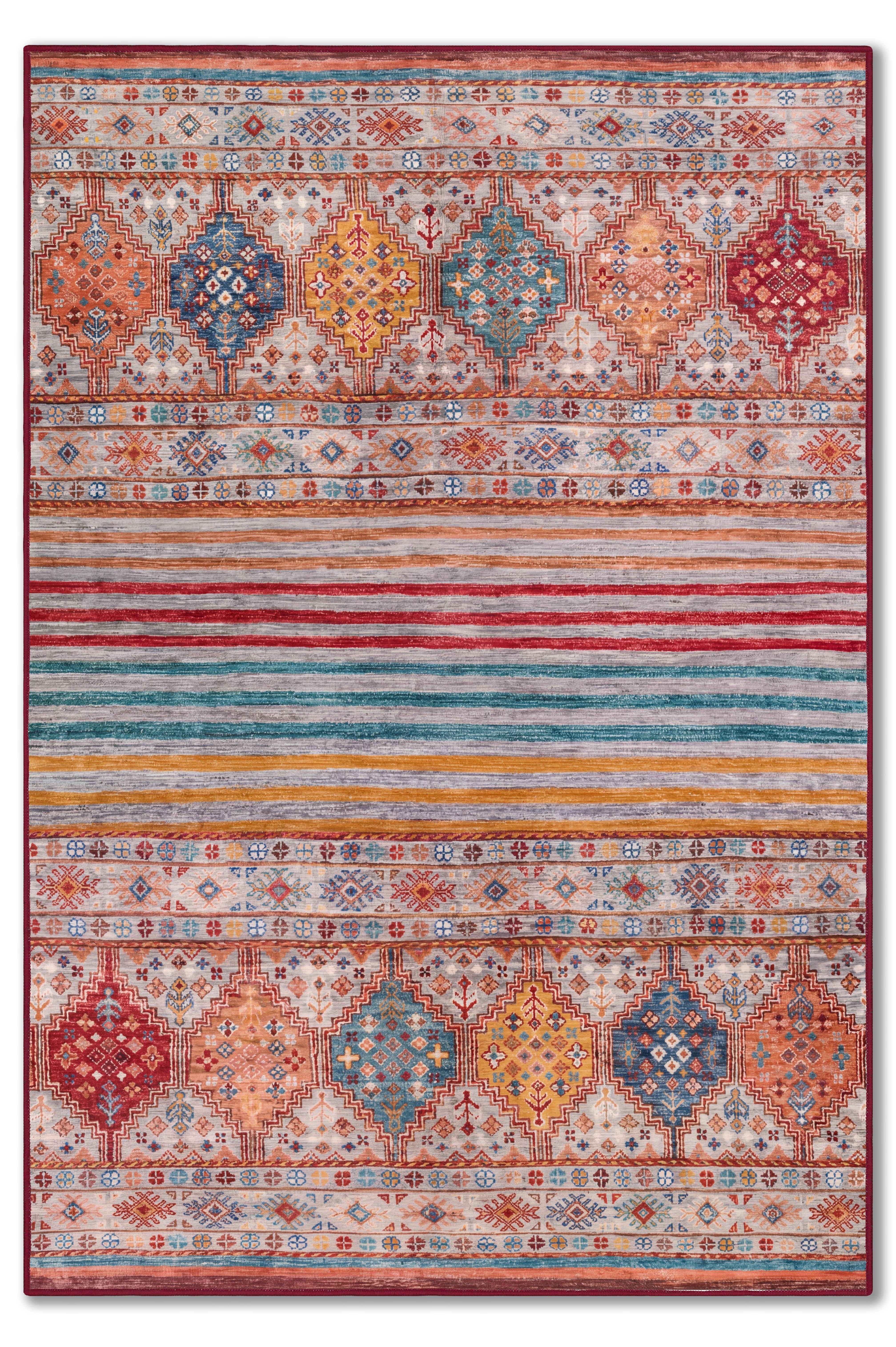 yıkanabilir kaymaz taban şönil dokuma halı 80x150 kirmizi; turuncu; renkli