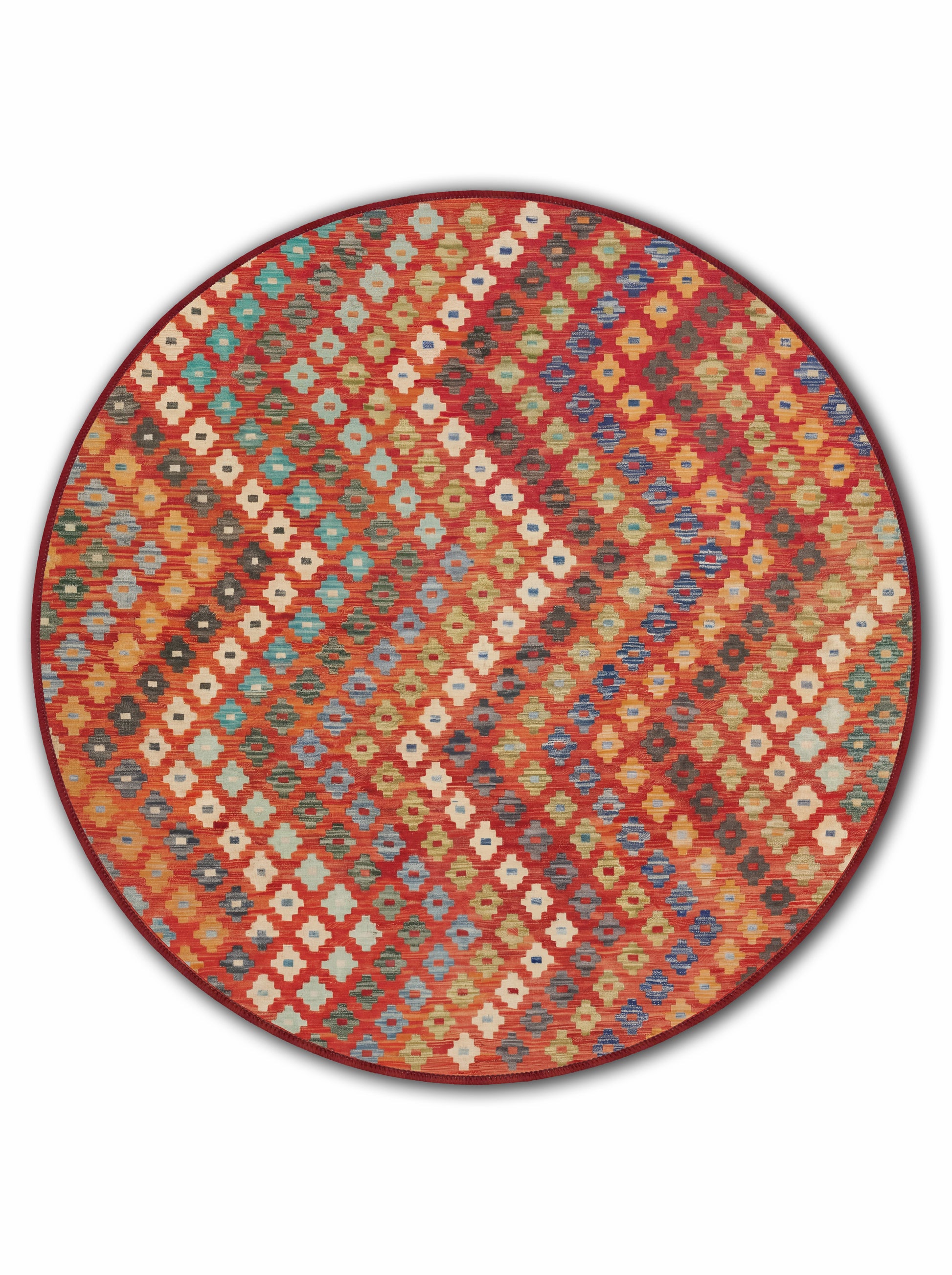yıkanabilir kaymaz taban şönil dokuma halı 140x200 kirmizi; turuncu; renkli