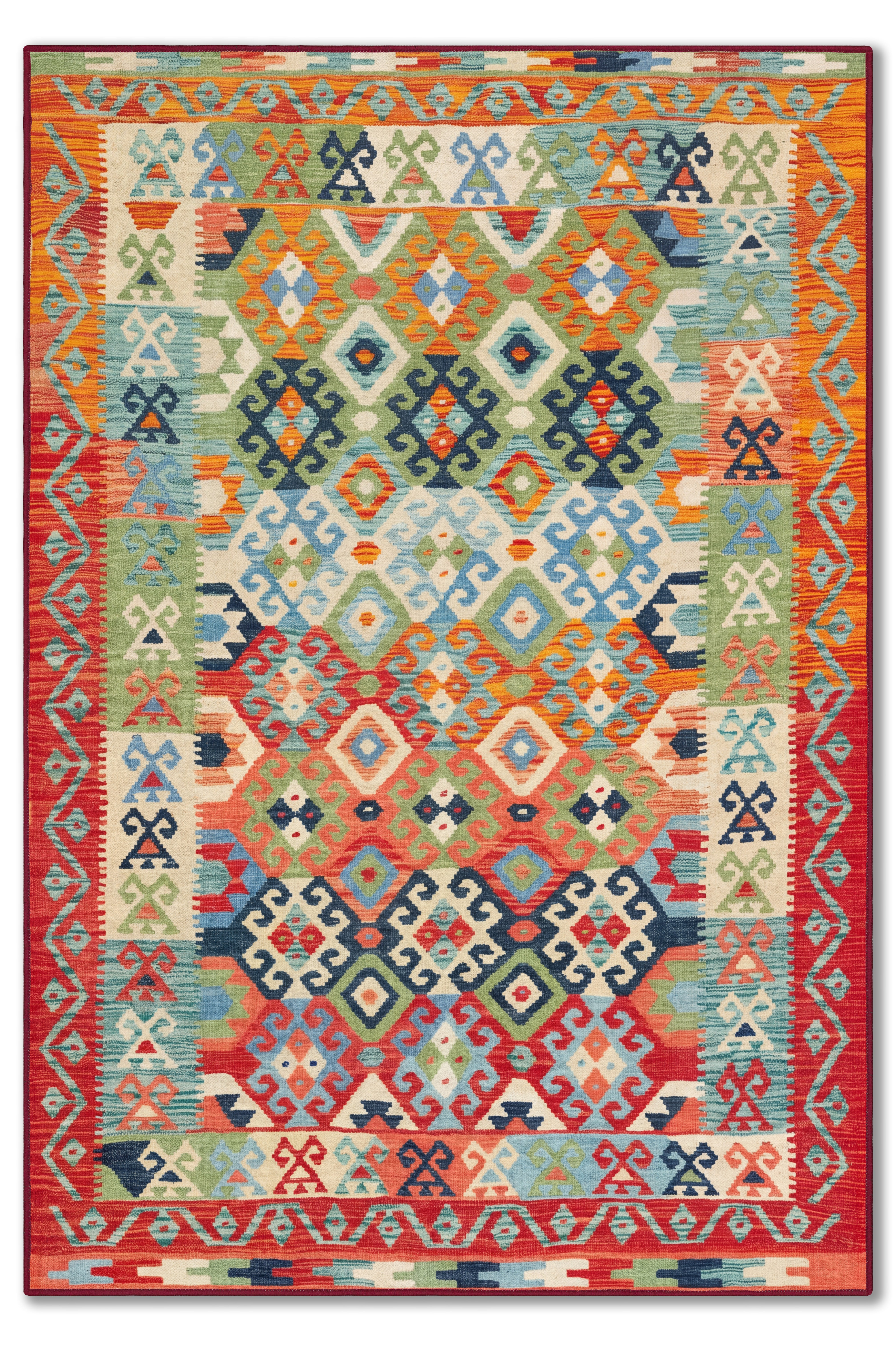 yıkanabilir kaymaz taban şönil dokuma halı 80x150 kirmizi; renkli