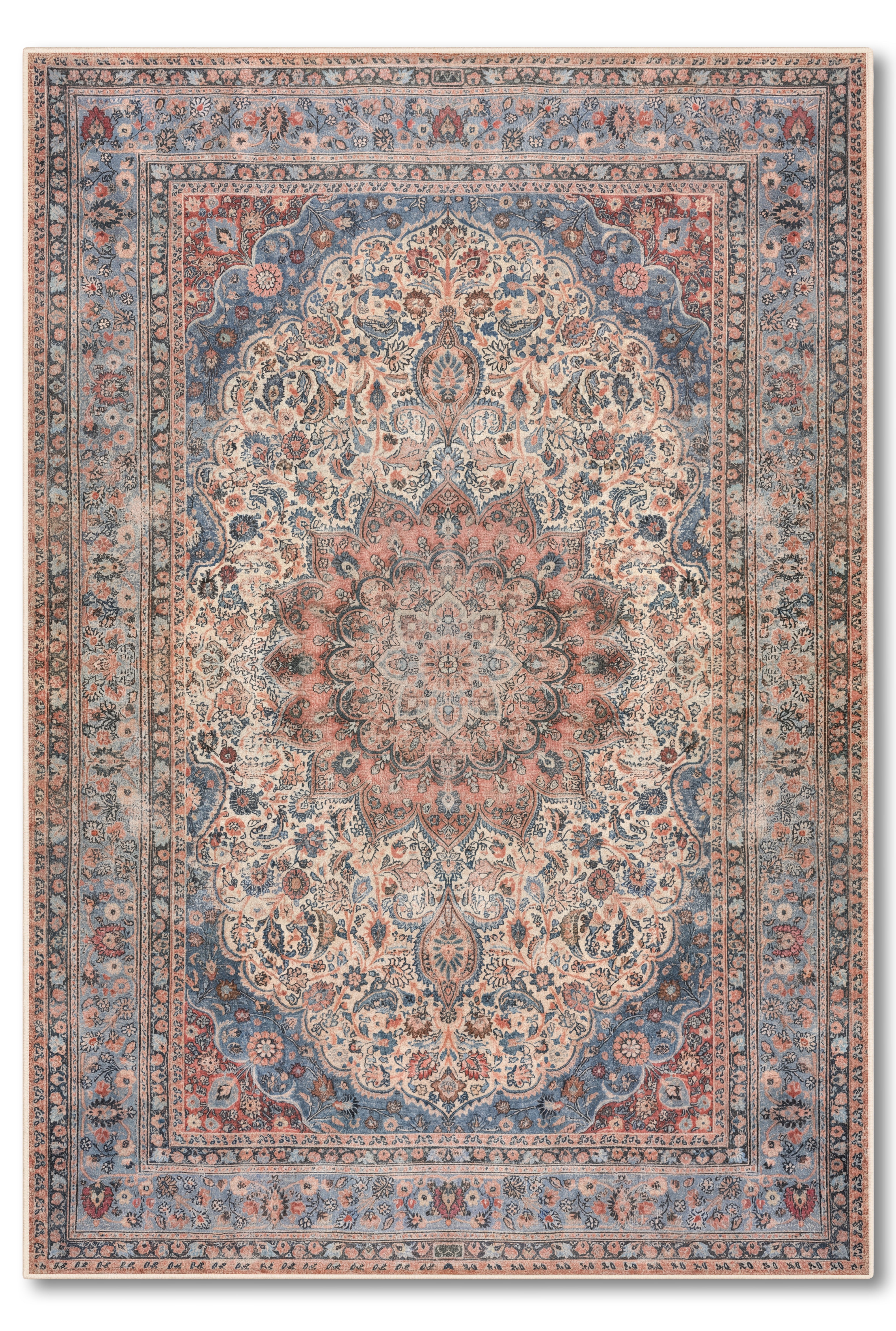 yıkanabilir kaymaz taban şönil dokuma halı 80x150 mavi; renkli