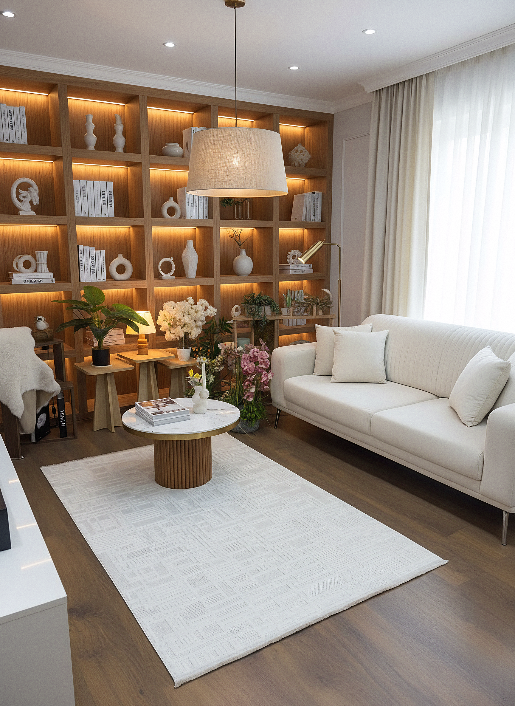 MYRA 448 Krem Geometrik Desenli Modern Salon Mutfak Koridor Balkon Halısı