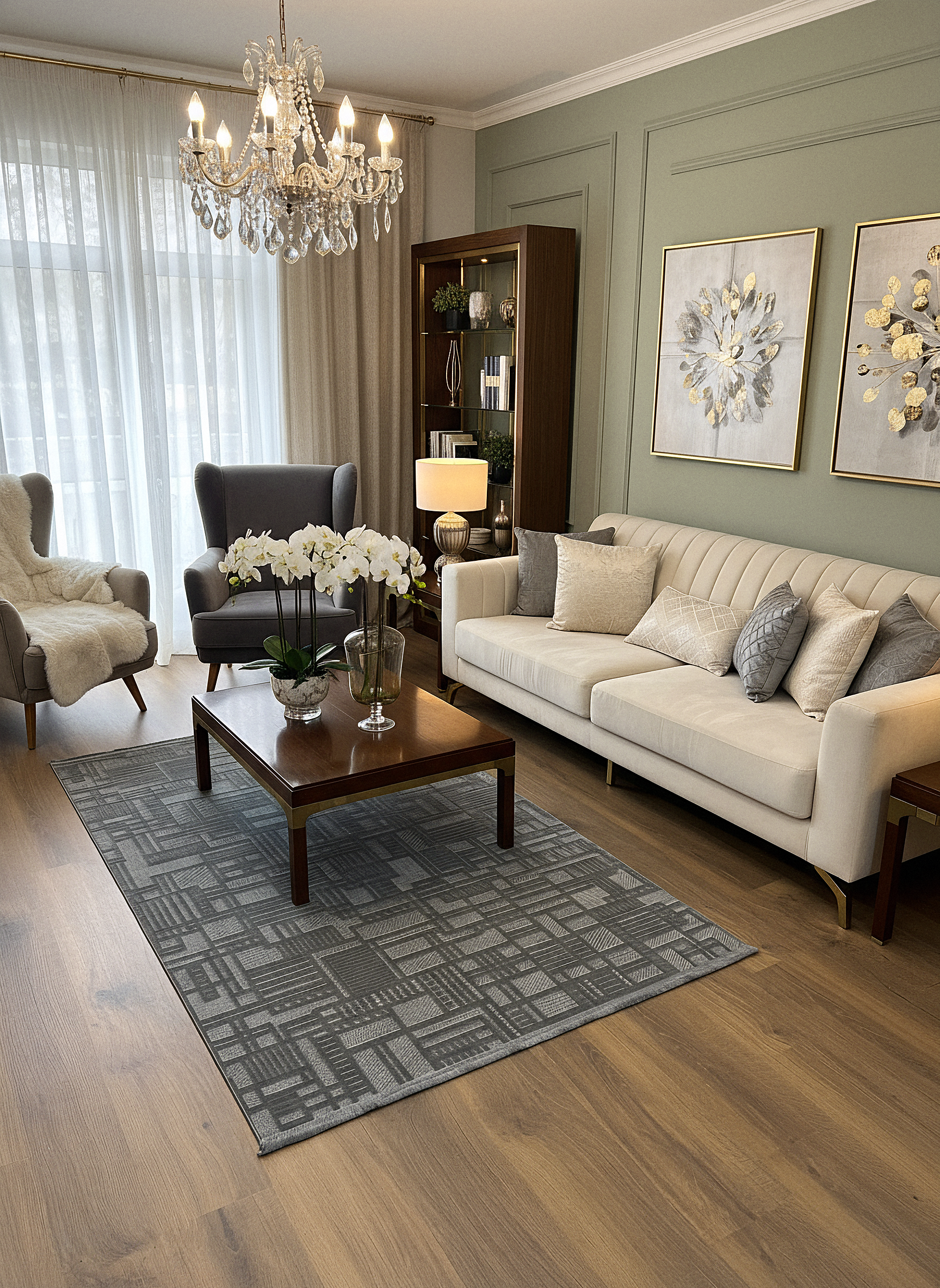MYRA 448 Antrasit Geometrik Desenli Modern Salon Mutfak Koridor Balkon Halısı