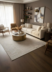 MYRA 448 Bej Geometrik Desenli Modern Salon Mutfak Koridor Balkon Halısı