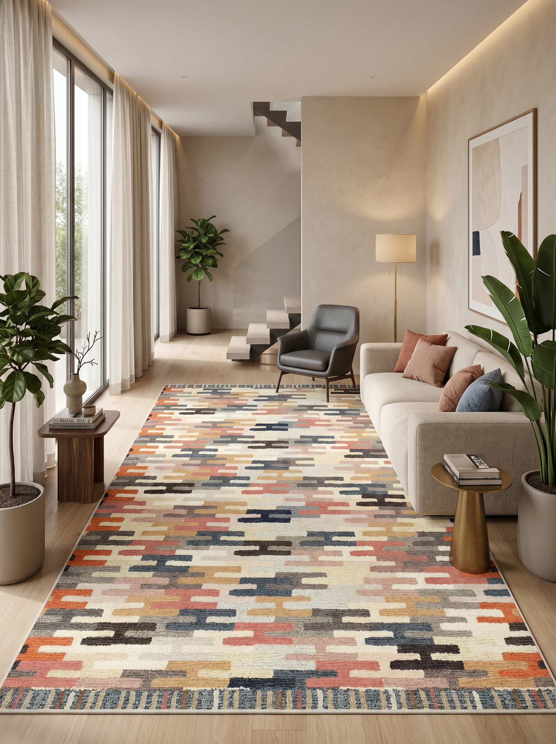 yıkanabilir kaymaz taban şönil dokuma halı 80x100 renkli