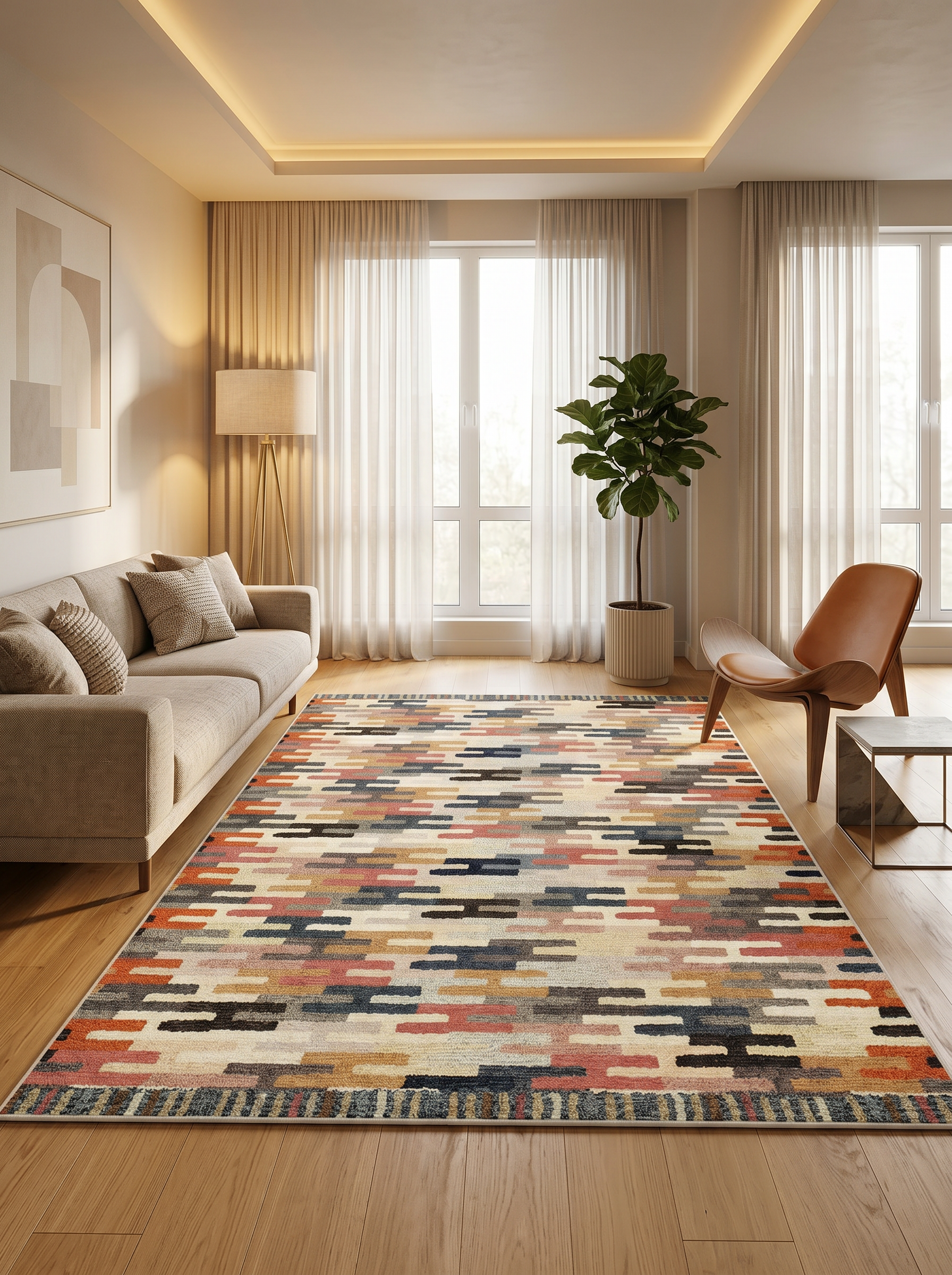 yıkanabilir kaymaz taban şönil dokuma halı 80x200 renkli