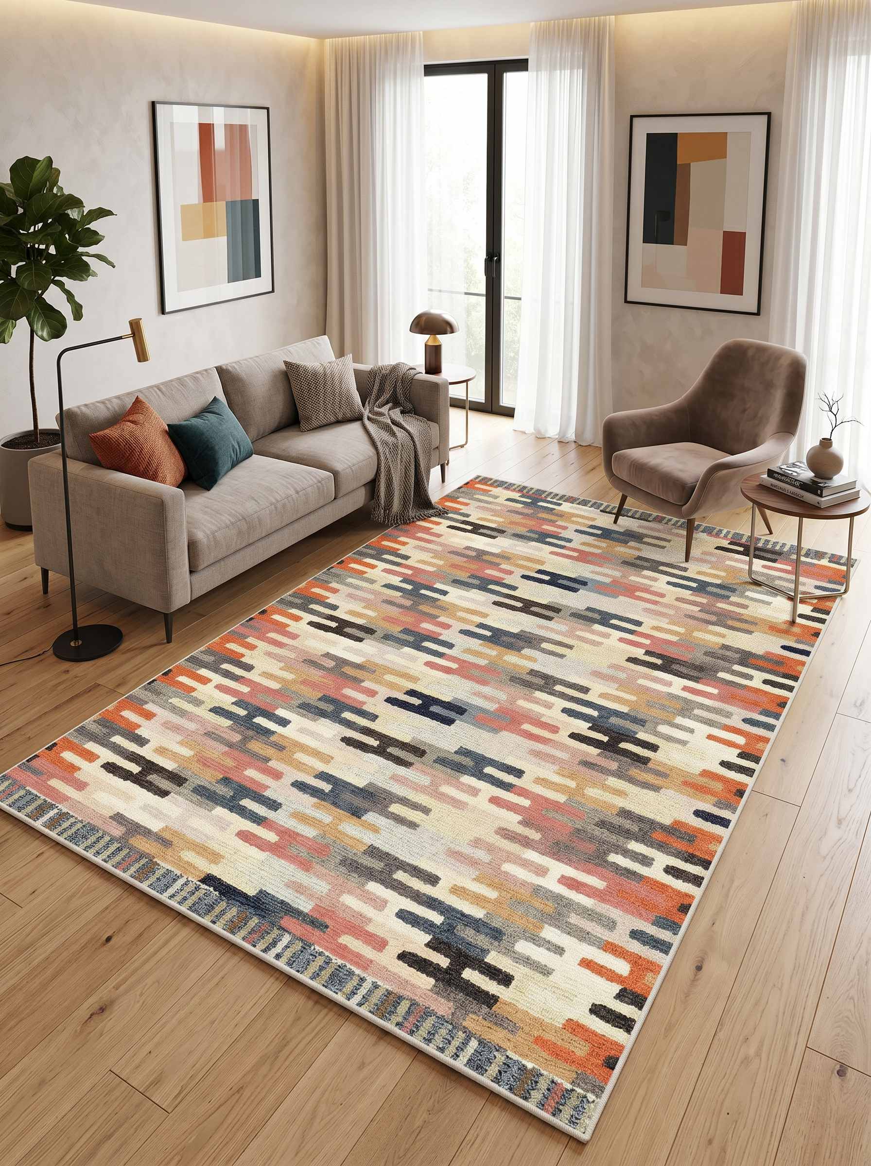 yıkanabilir kaymaz taban şönil dokuma halı 120x180 renkli