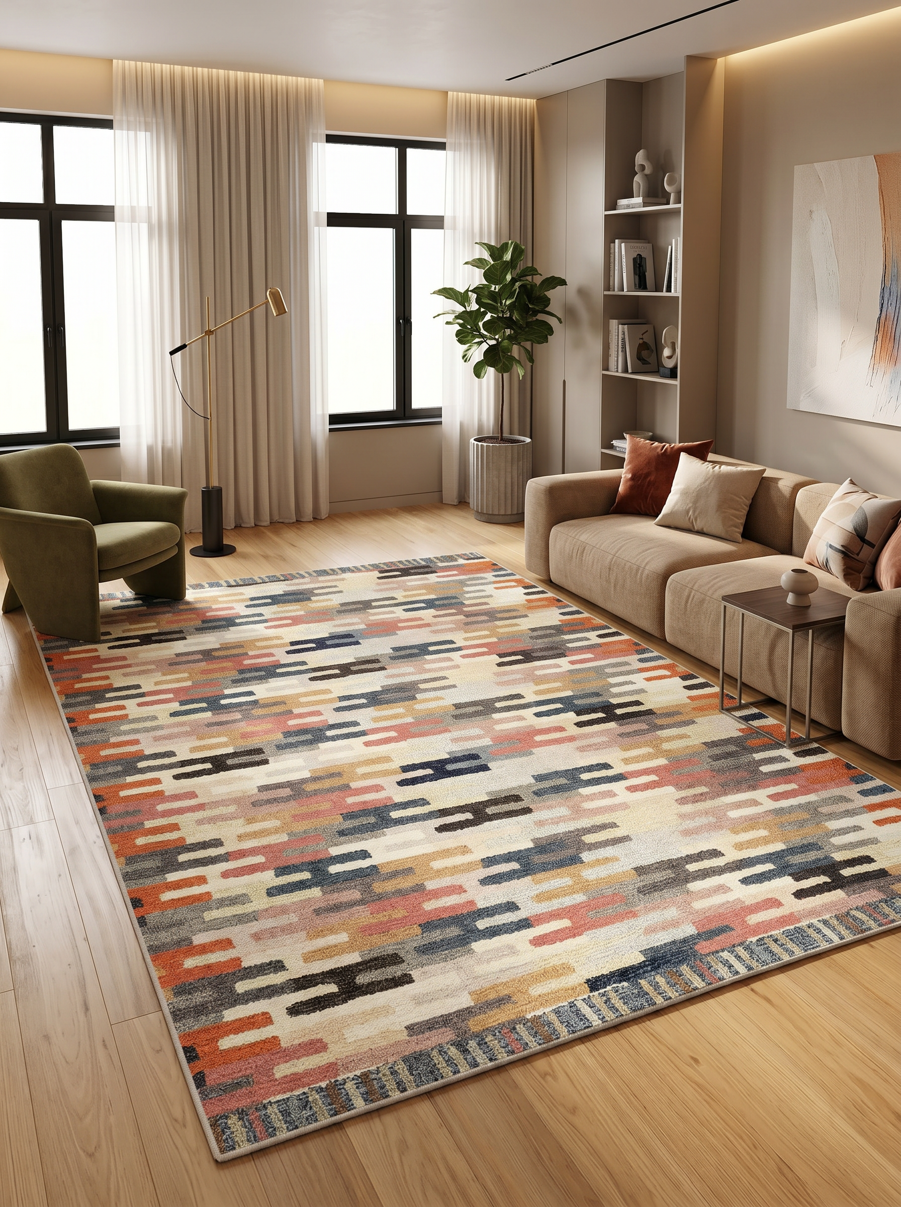 yıkanabilir kaymaz taban şönil dokuma halı 200x250 (5 m²) renkli