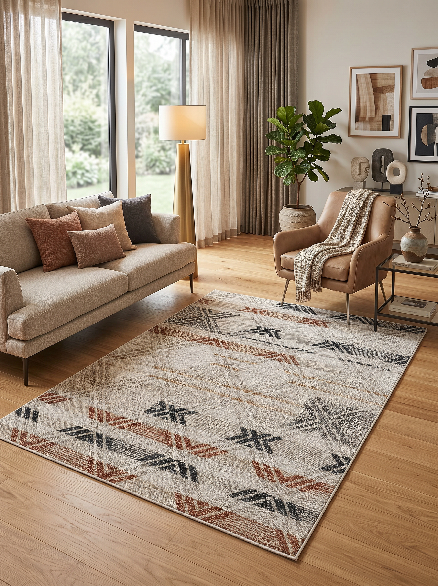yıkanabilir kaymaz taban şönil dokuma halı 160x230 (4 m²) gri; kahverengi