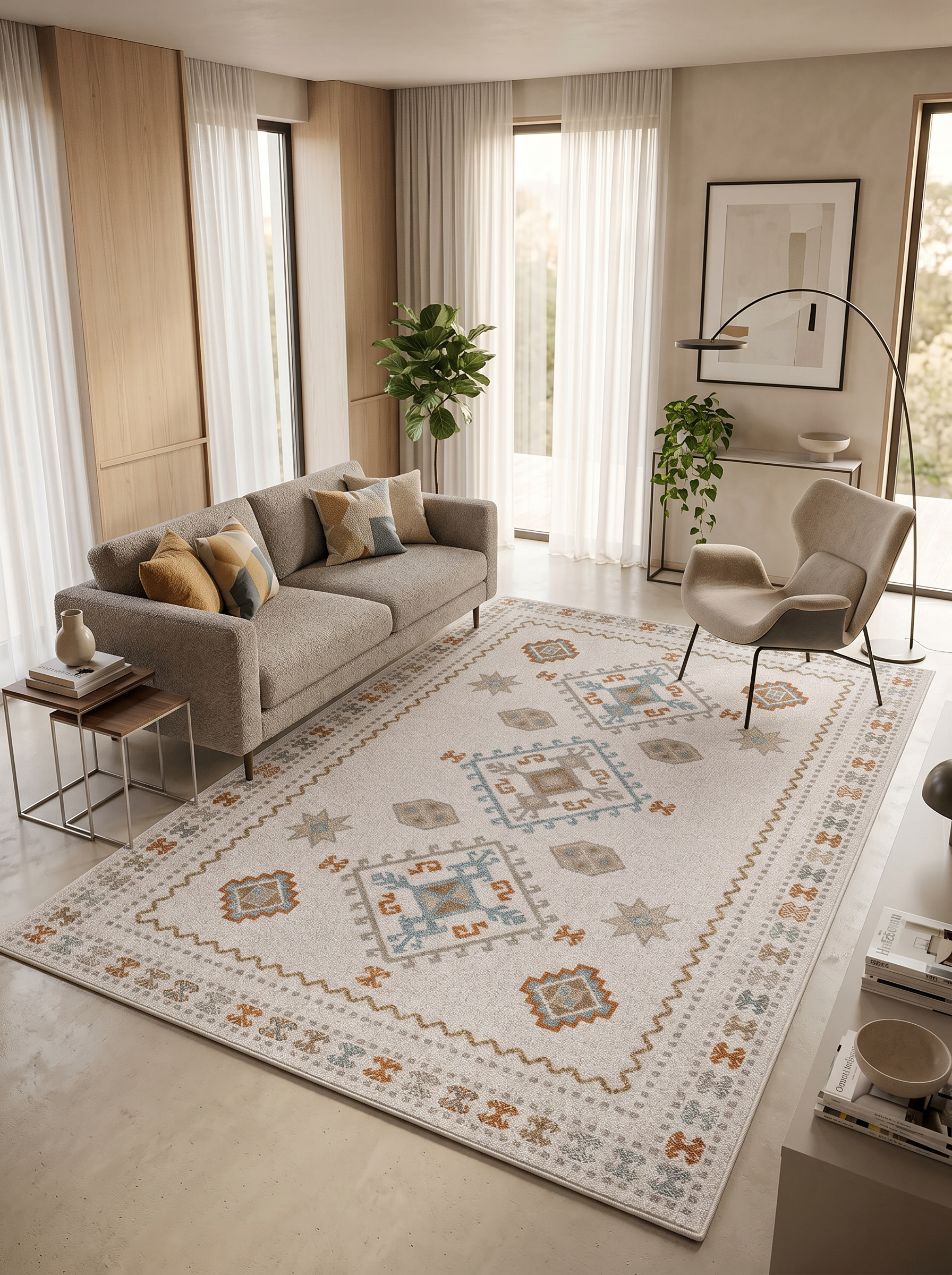 yıkanabilir kaymaz taban şönil dokuma halı 160x230 (4 m²) gri; renkli