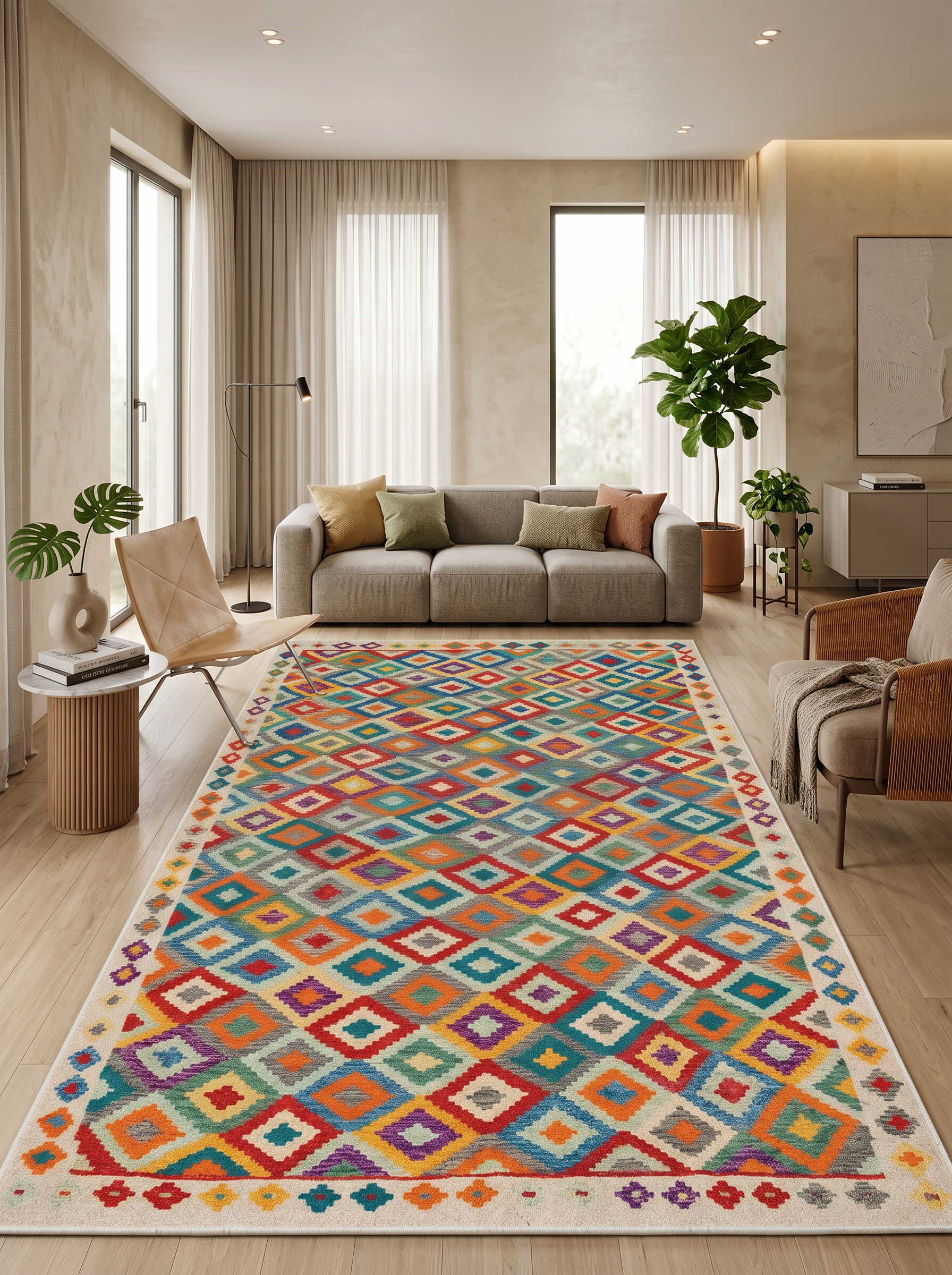yıkanabilir kaymaz taban şönil dokuma halı 160x230 (4 m²) renkli