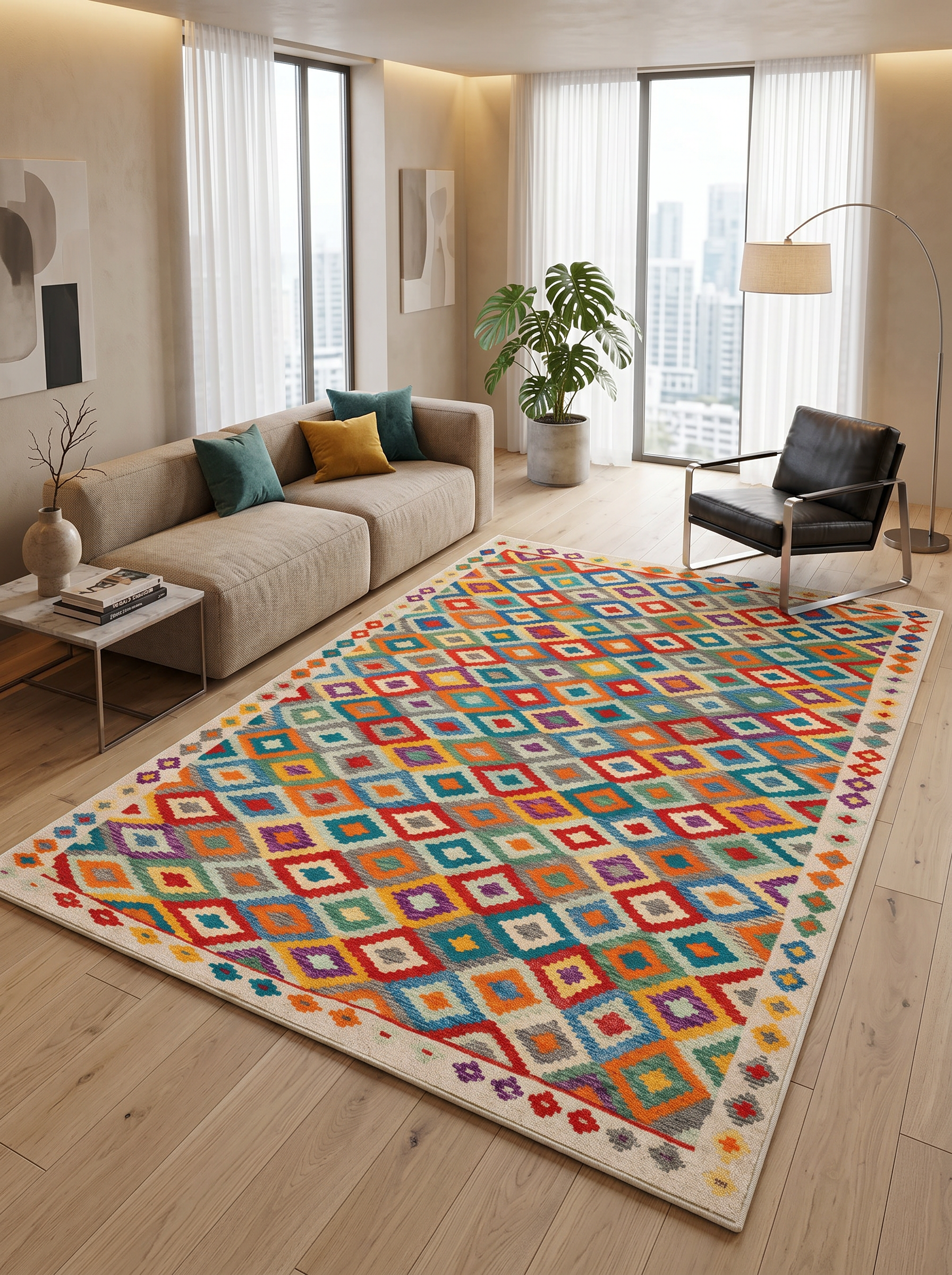yıkanabilir kaymaz taban şönil dokuma halı 100x200 renkli
