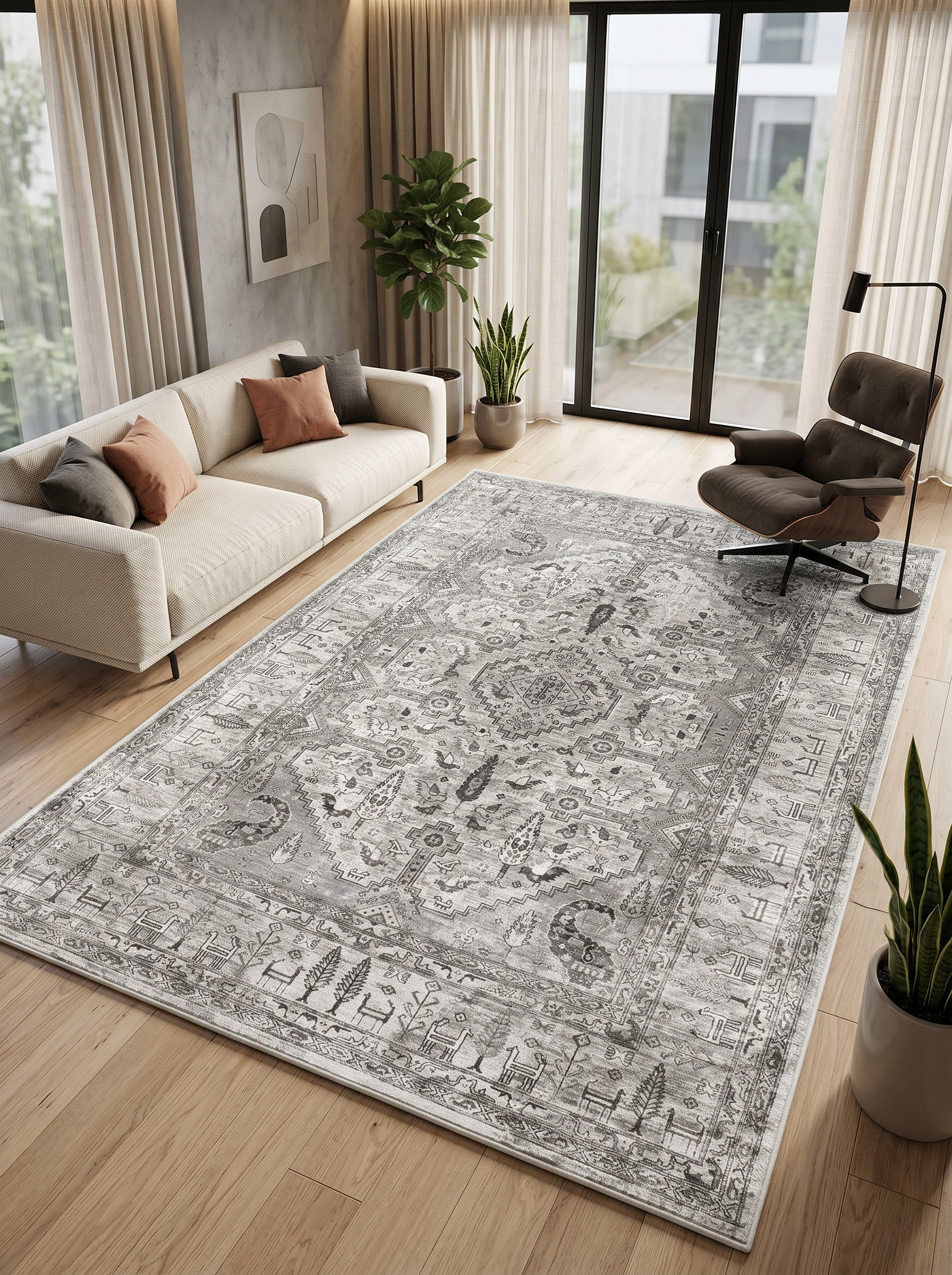 yıkanabilir kaymaz taban şönil dokuma halı 80x100 gri