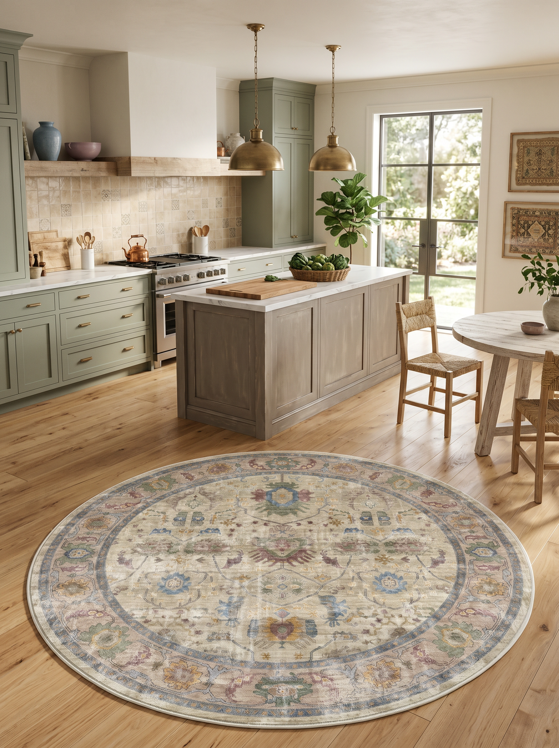 Arte VN041 YUVARLAK Vintage Klasik Desenli Dekoratif Şönil Halı