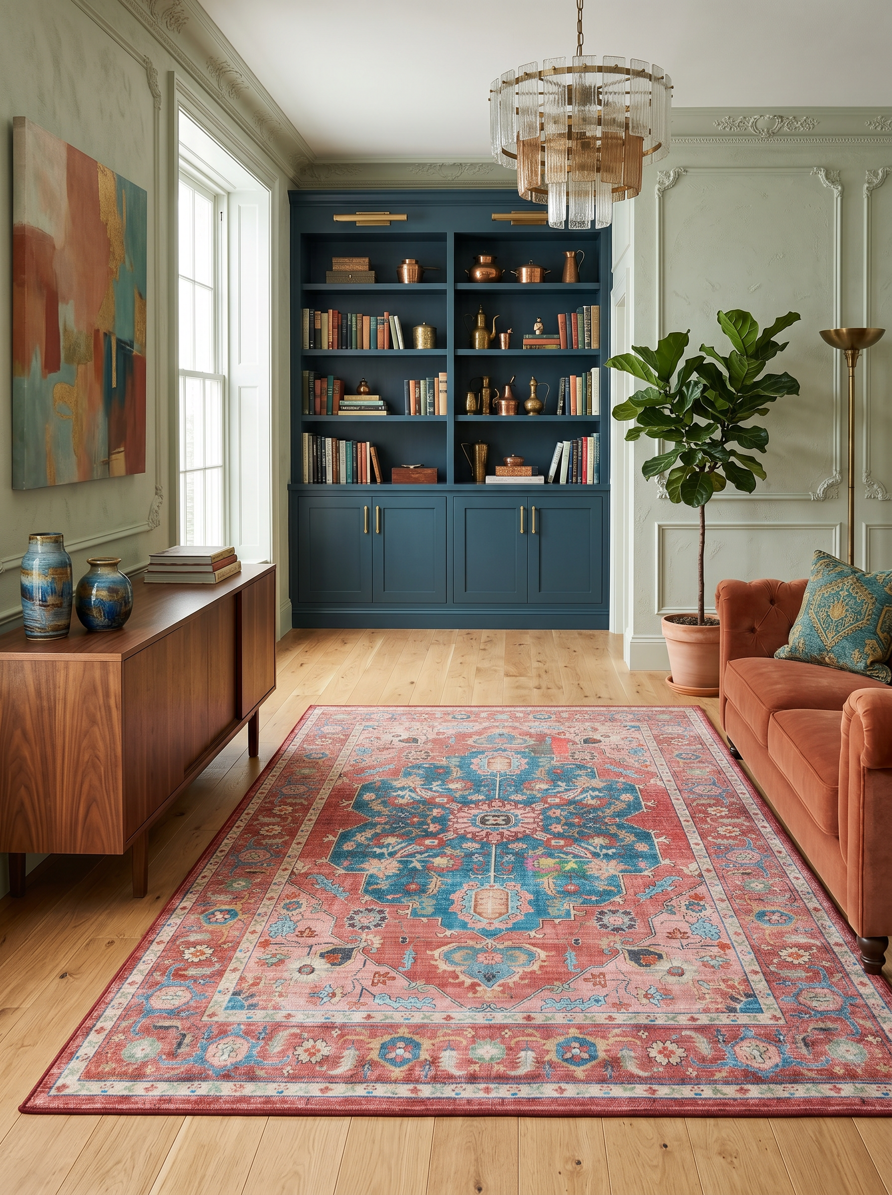 yıkanabilir kaymaz taban şönil dokuma halı 160x230 (4 m²) kirmizi; mavi; renkli