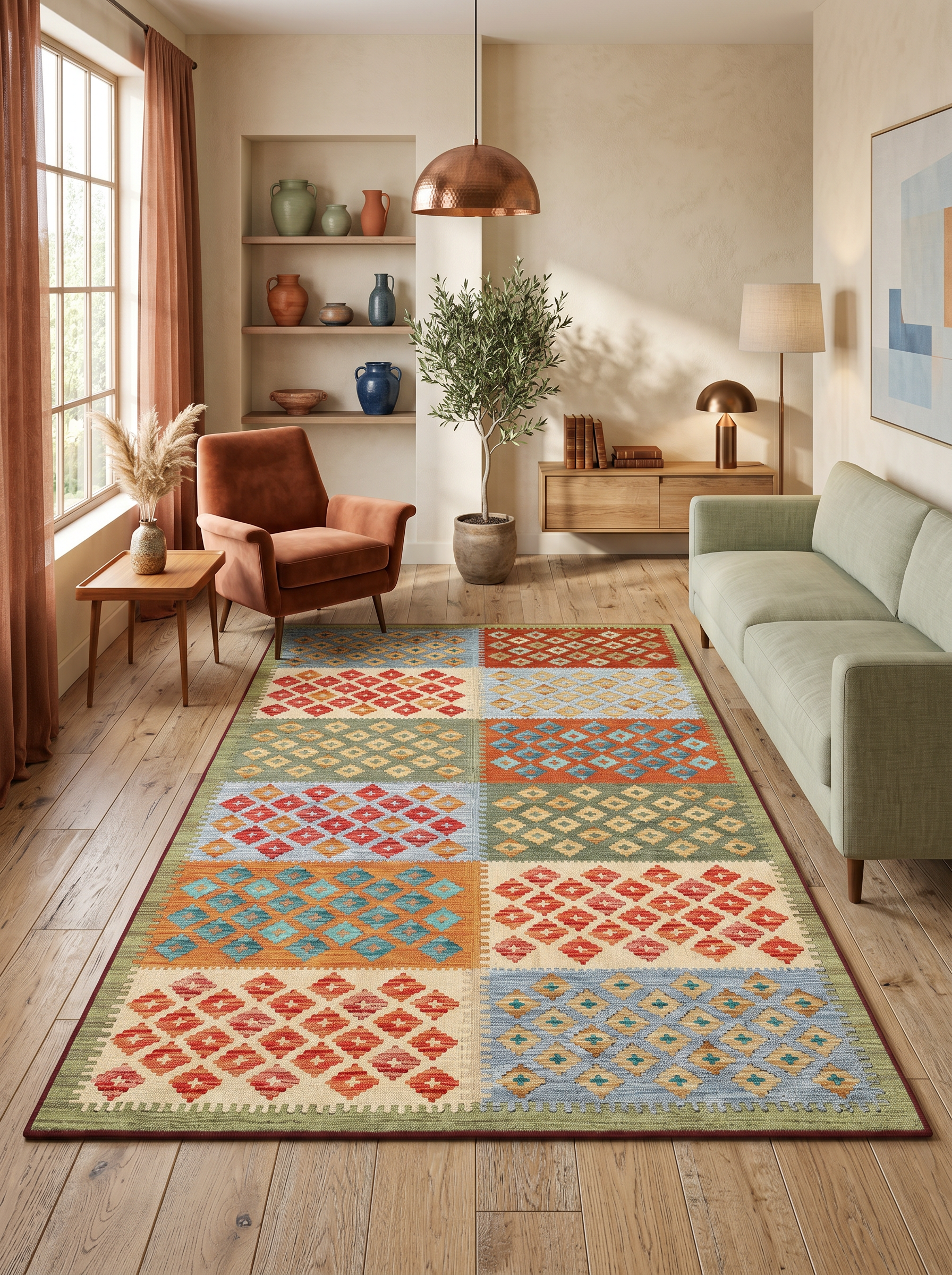 yıkanabilir kaymaz taban şönil dokuma halı 80x200 renkli
