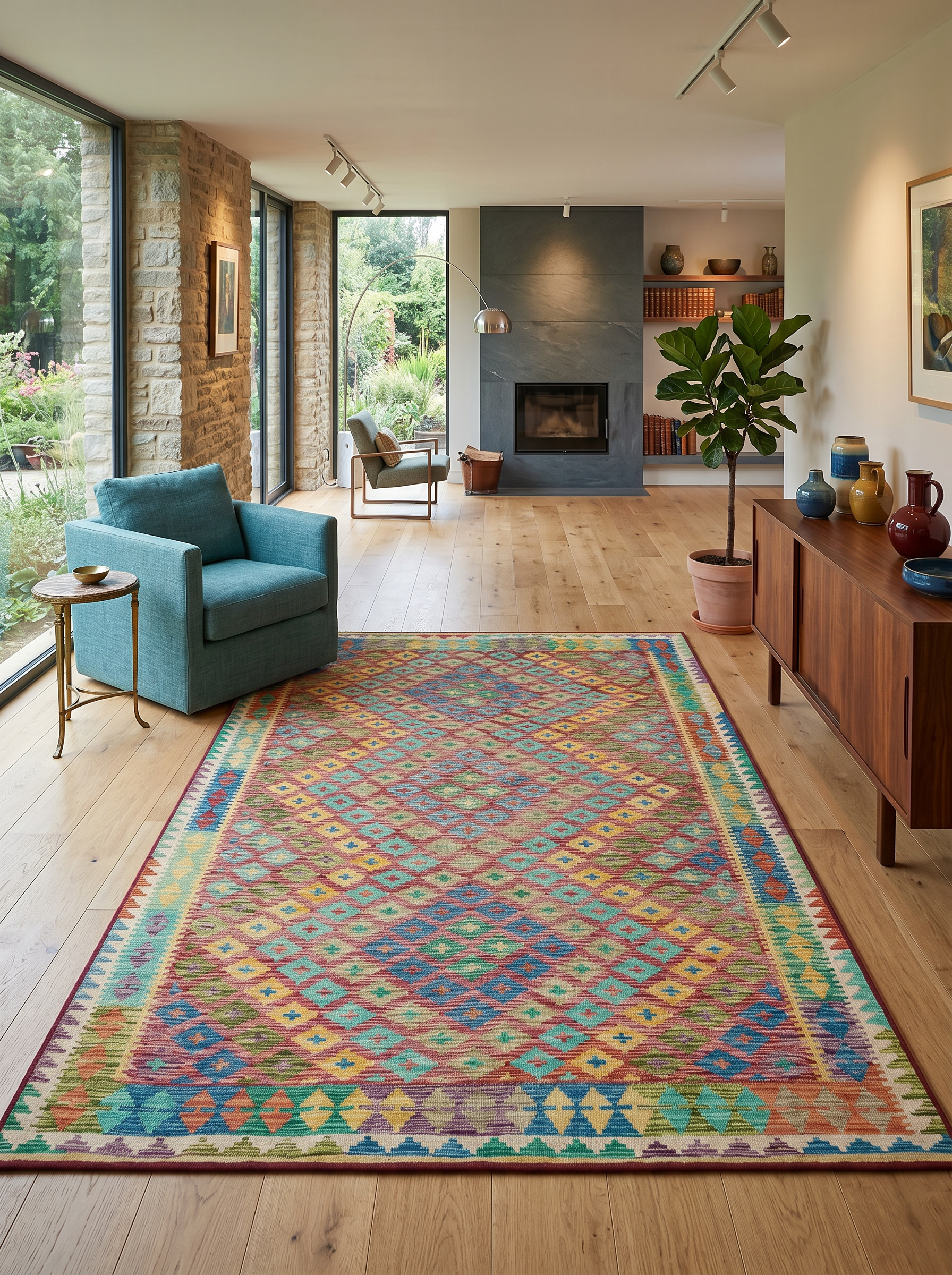 yıkanabilir kaymaz taban şönil dokuma halı 200x290 (6 m²) renkli