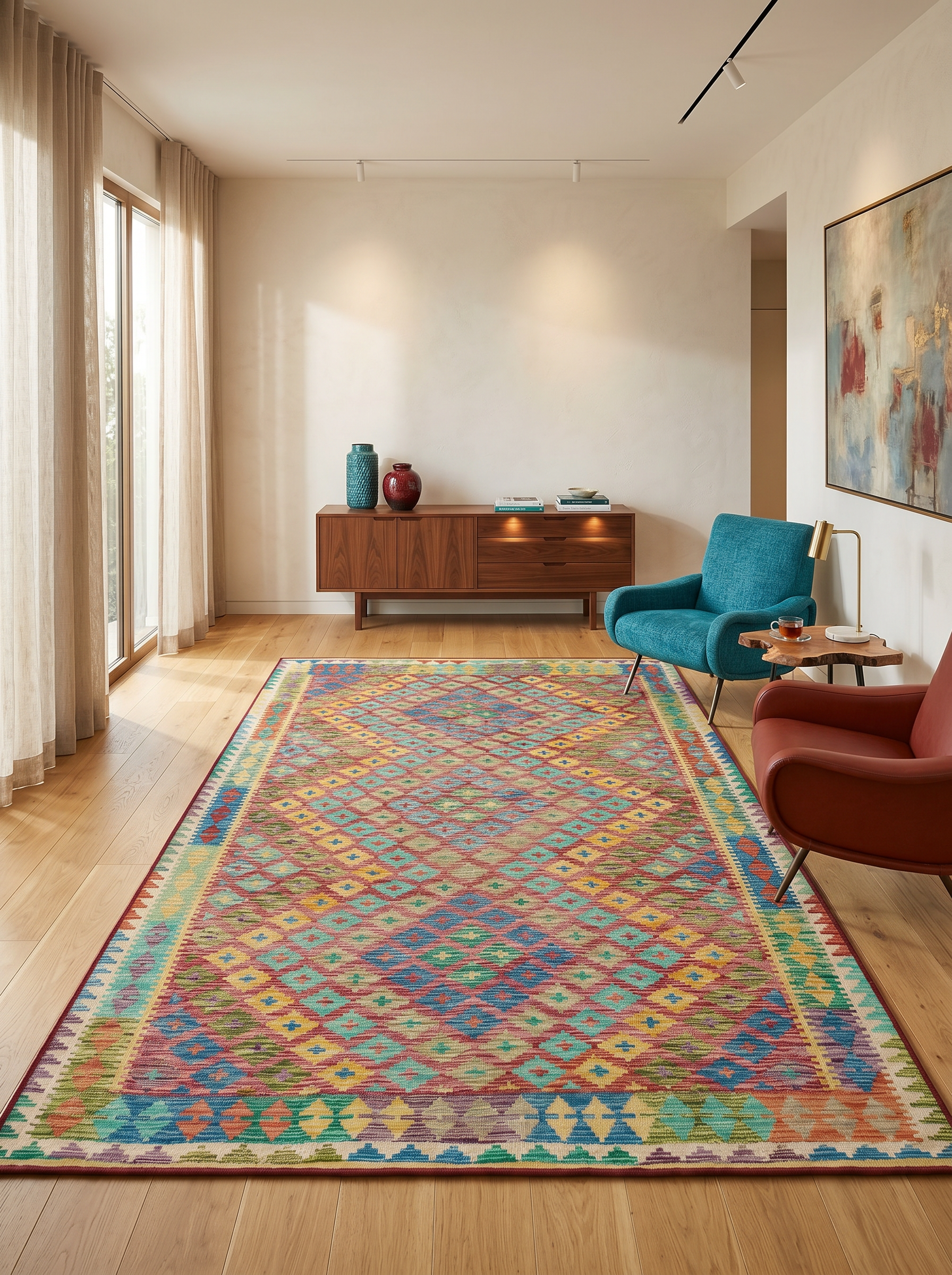 yıkanabilir kaymaz taban şönil dokuma halı 80x150 renkli