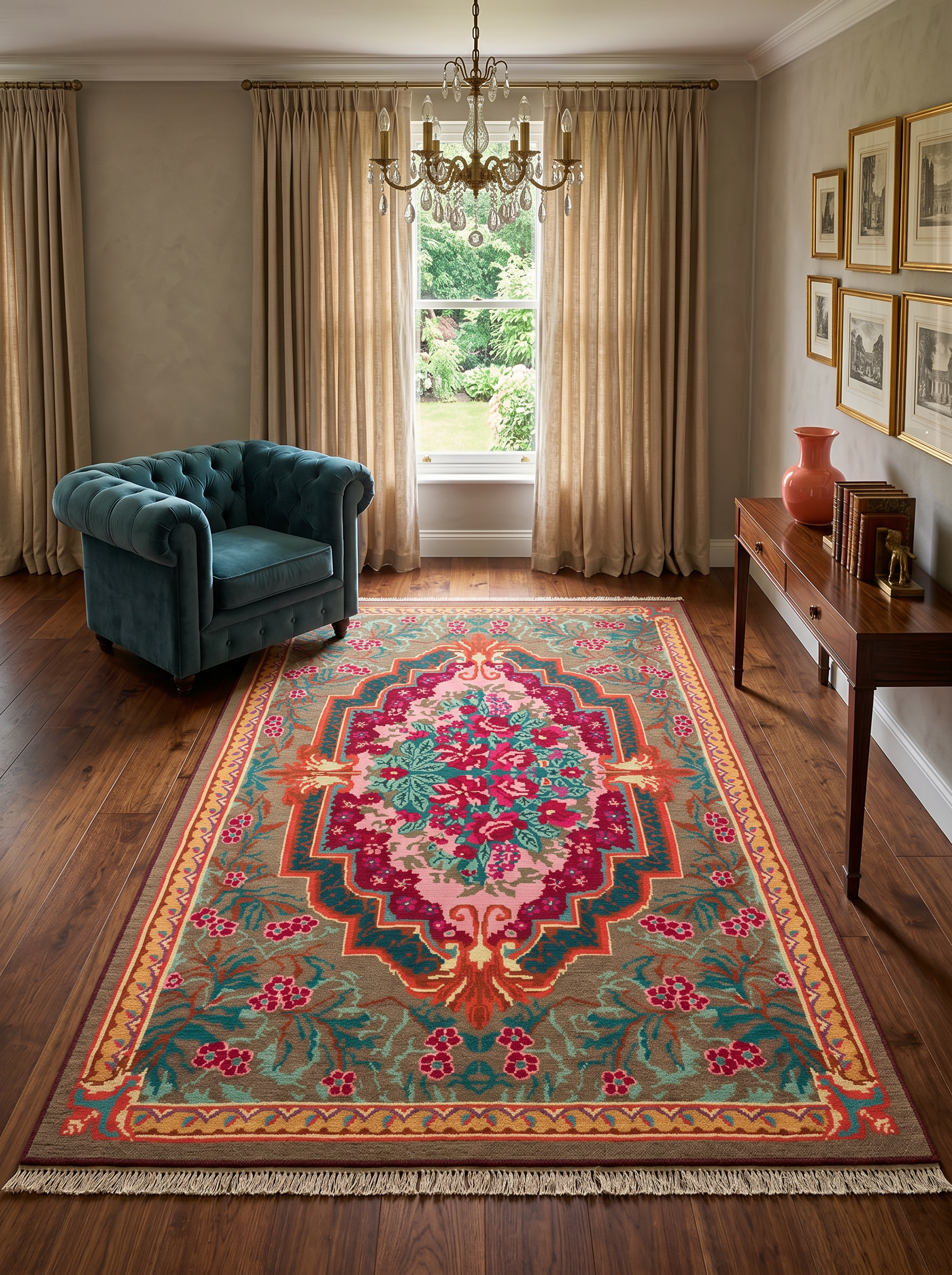 yıkanabilir kaymaz taban şönil dokuma halı 160x230 (4 m²) kahverengi; turuncu; renkli