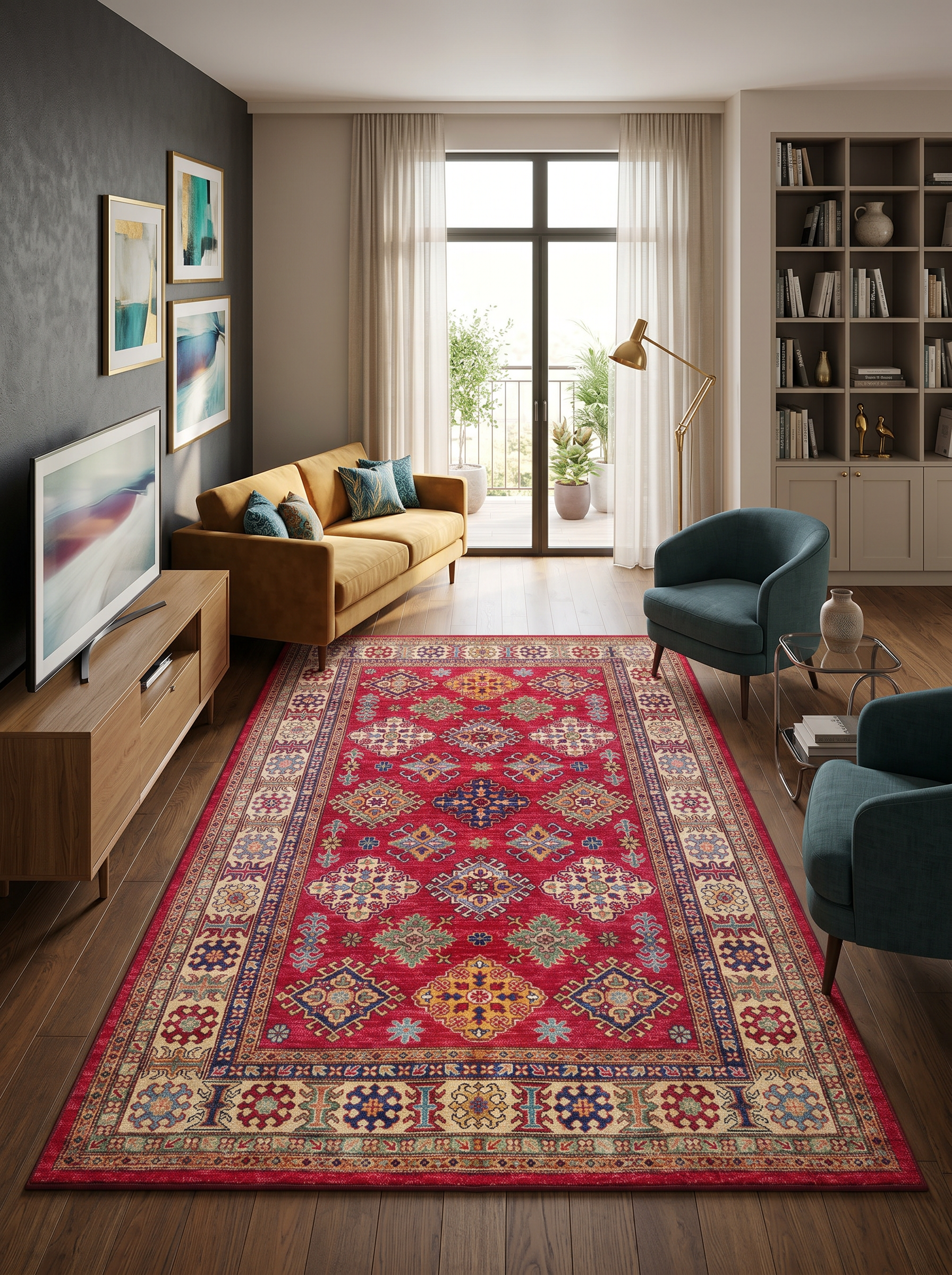 yıkanabilir kaymaz taban şönil dokuma halı 100x200 kirmizi; renkli