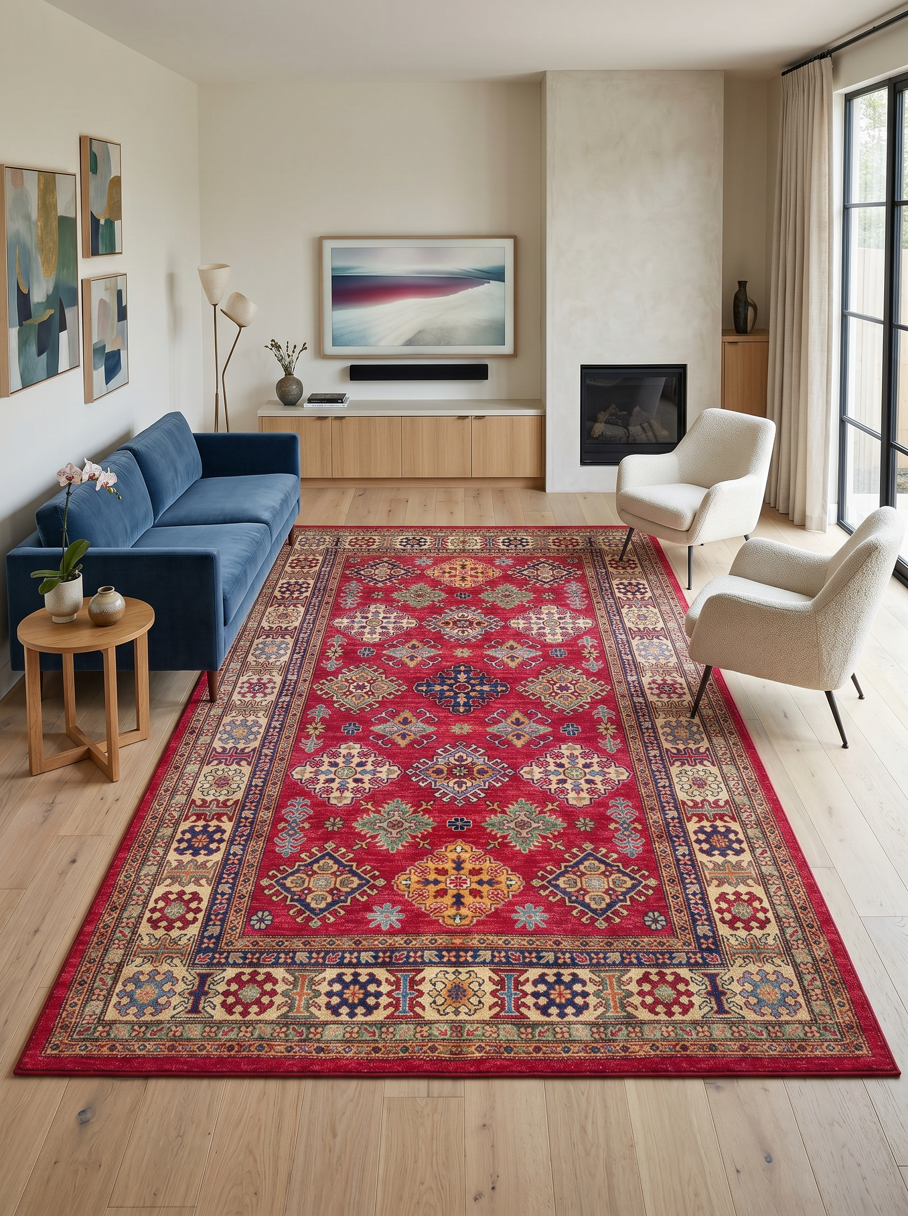 yıkanabilir kaymaz taban şönil dokuma halı 200x290 (6 m²) kirmizi; renkli