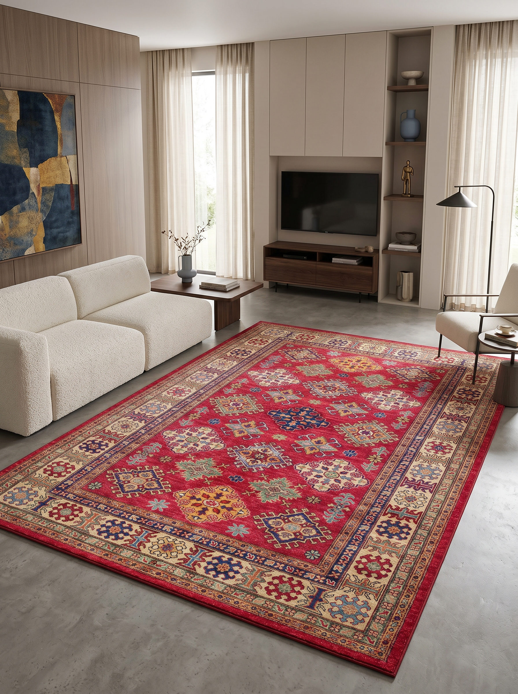 yıkanabilir kaymaz taban şönil dokuma halı 80x150 kirmizi; renkli