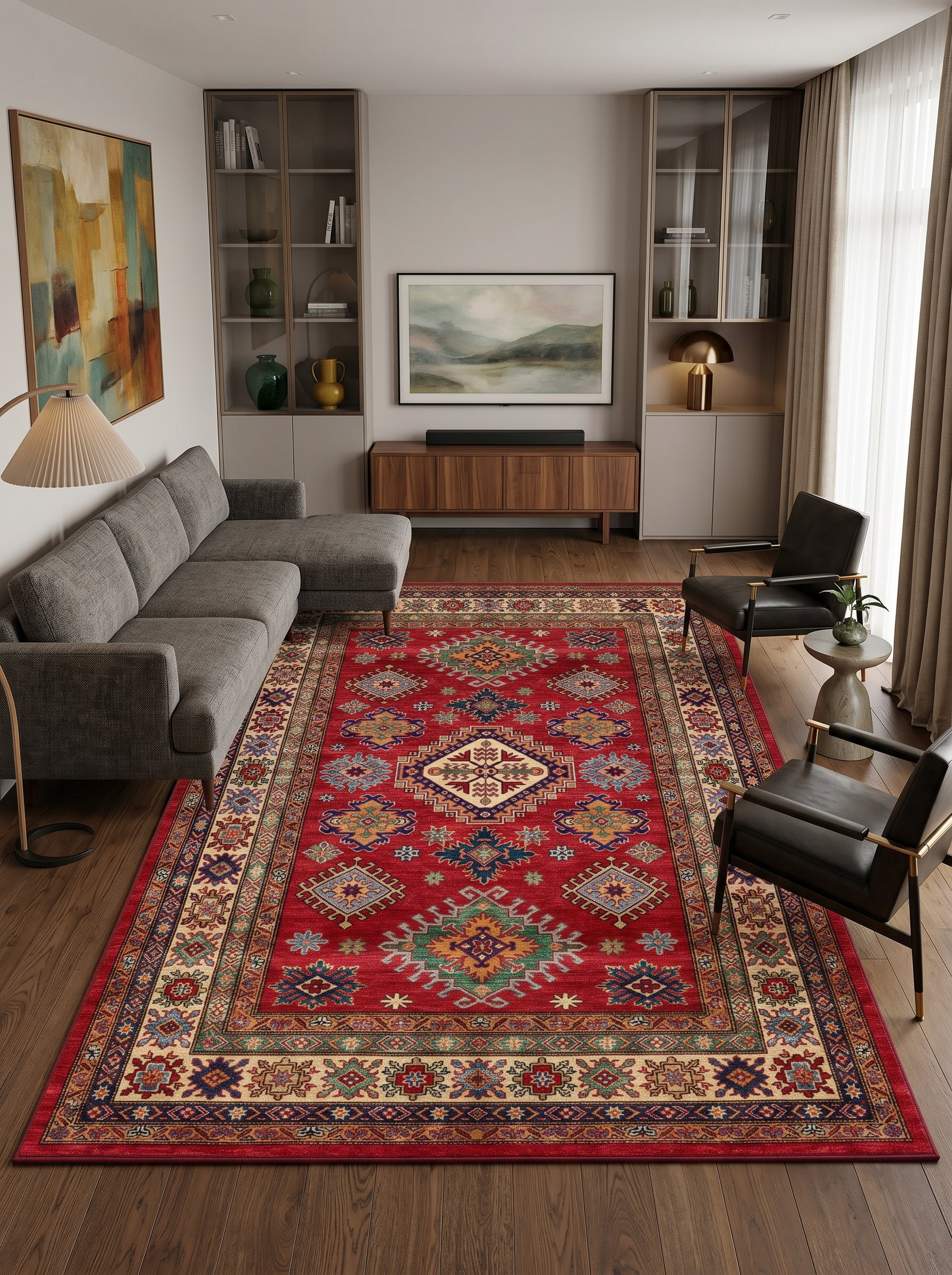 yıkanabilir kaymaz taban şönil dokuma halı 200x290 (6 m²) kirmizi; renkli