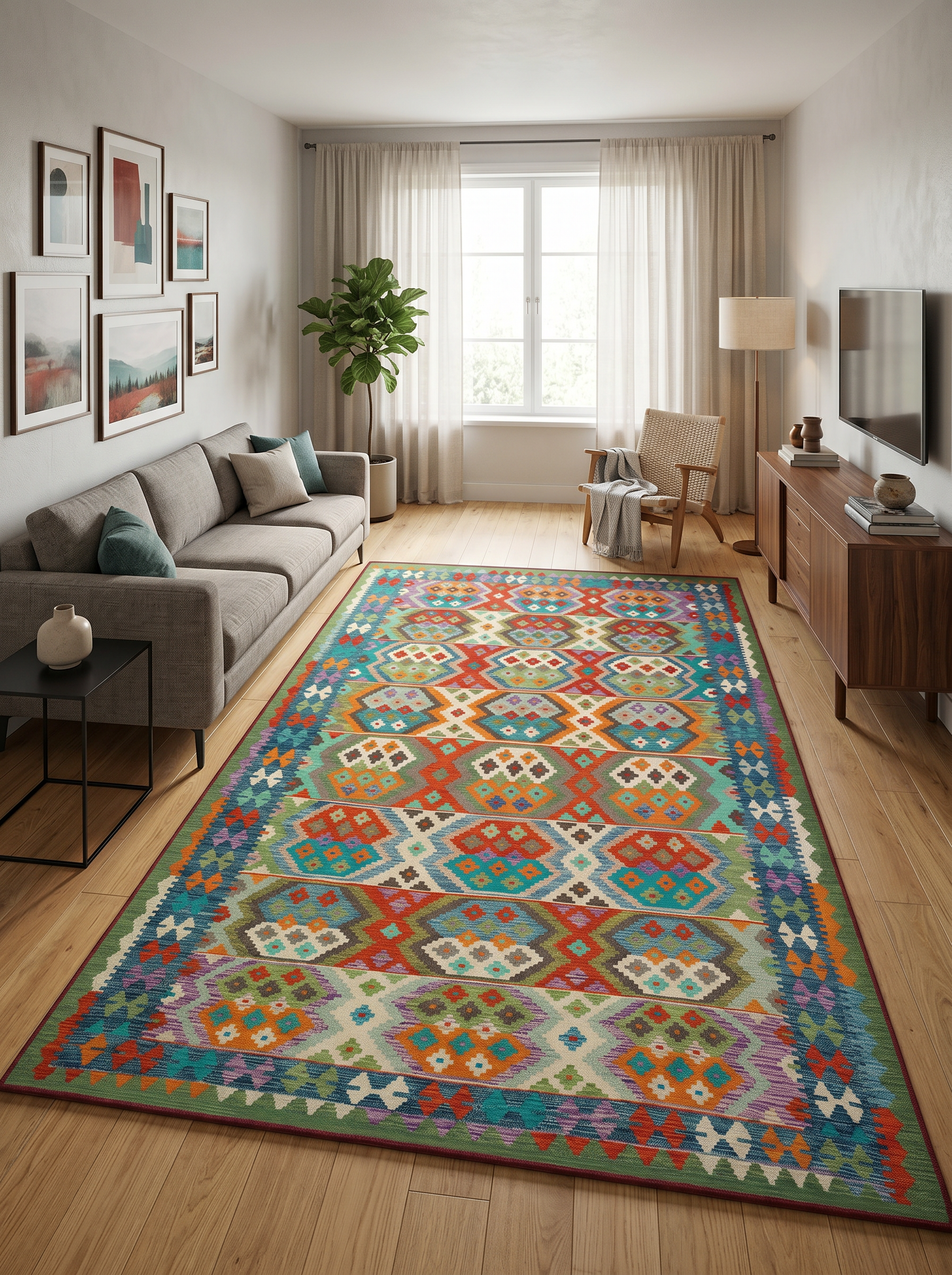 yıkanabilir kaymaz taban şönil dokuma halı 160x230 (4 m²) renkli