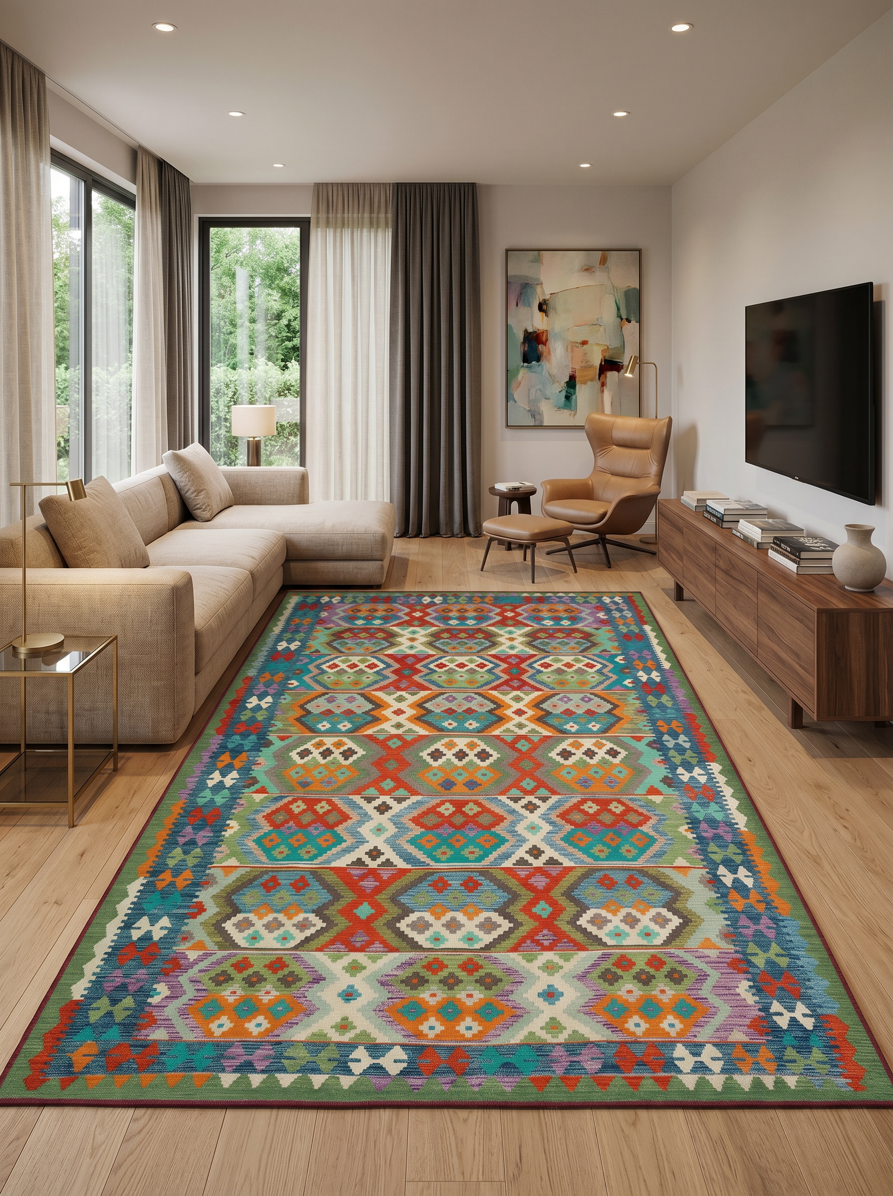 yıkanabilir kaymaz taban şönil dokuma halı 200x290 (6 m²) renkli